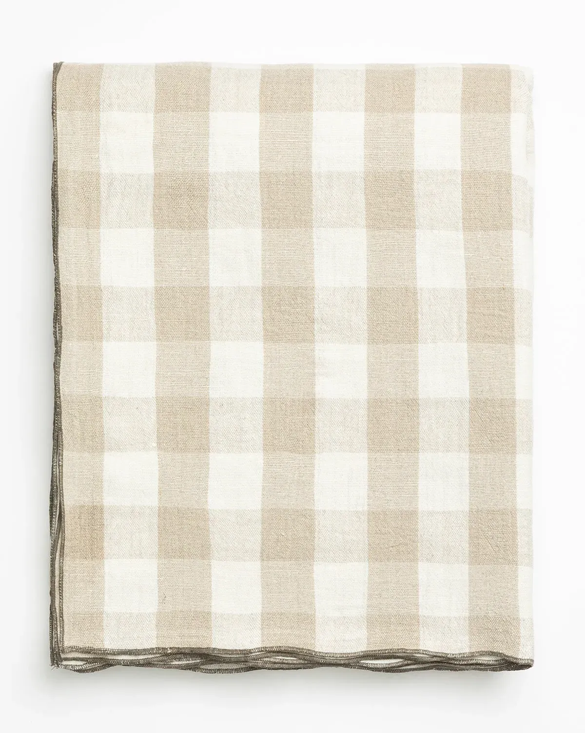 Charlie Check Tablecloth - Tan, Linen product