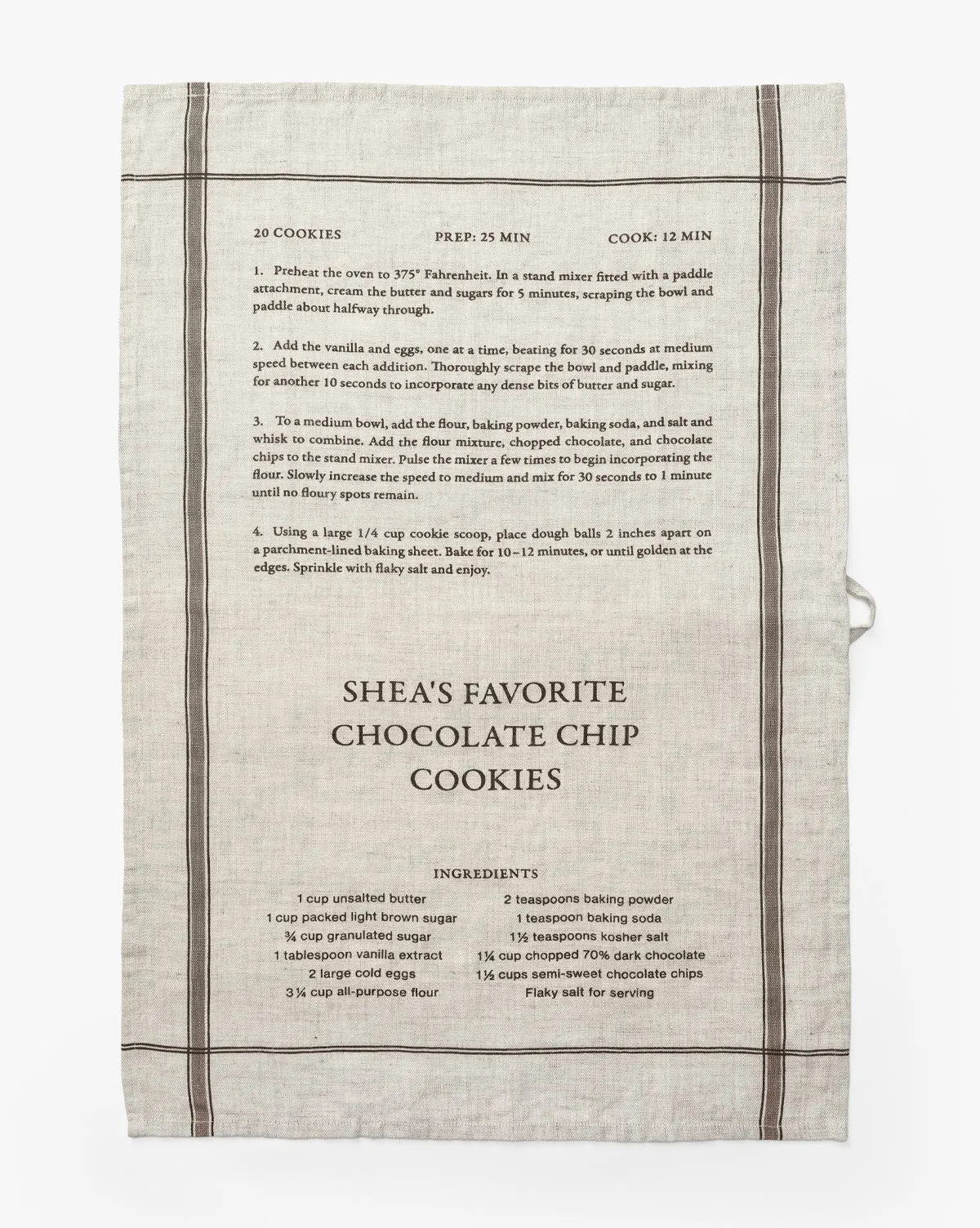 Chocolate Chip Recipe Tea Towel - Linen product