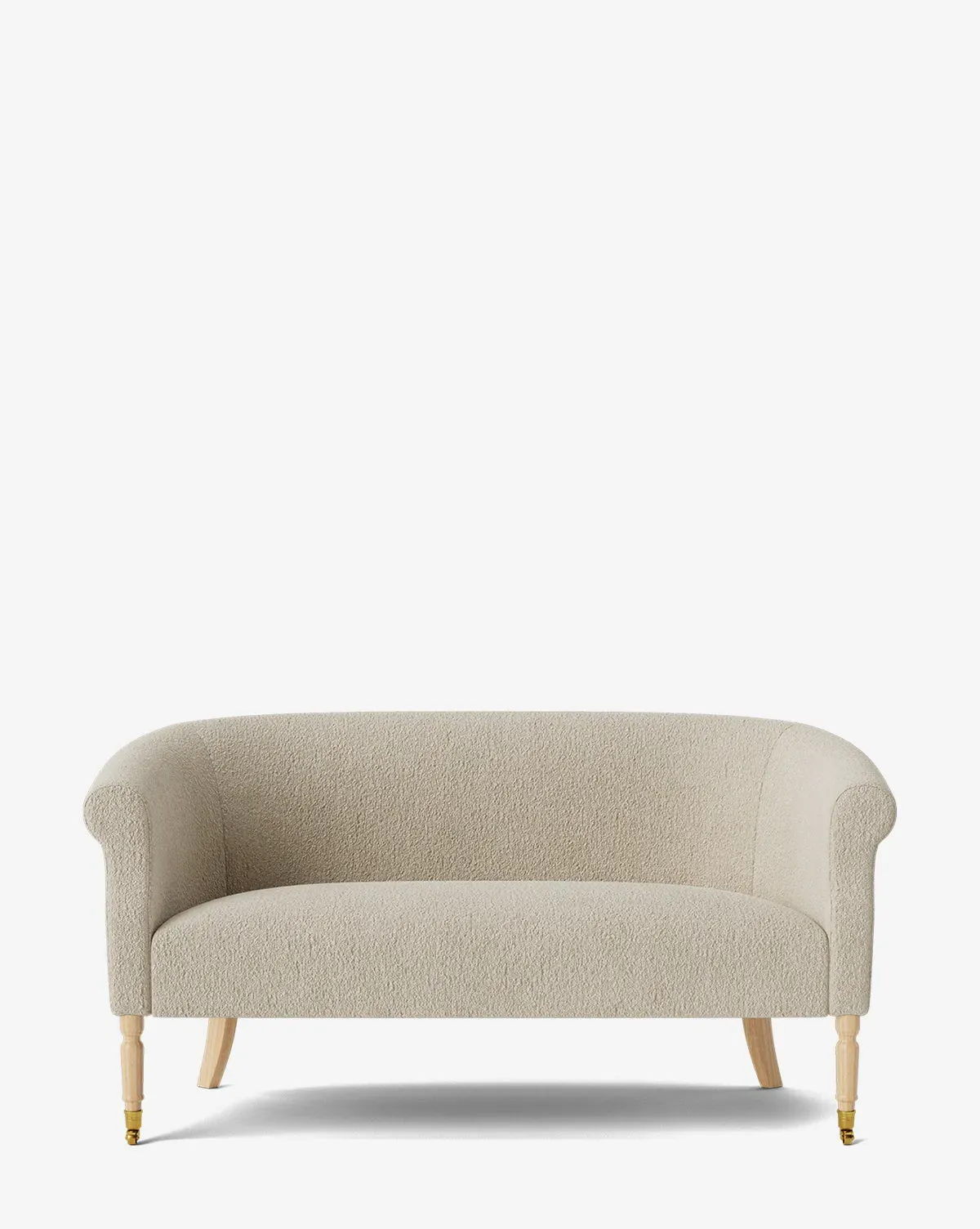Clemence 60" Settee with Turned Legs - Flax Boucle, Oak product