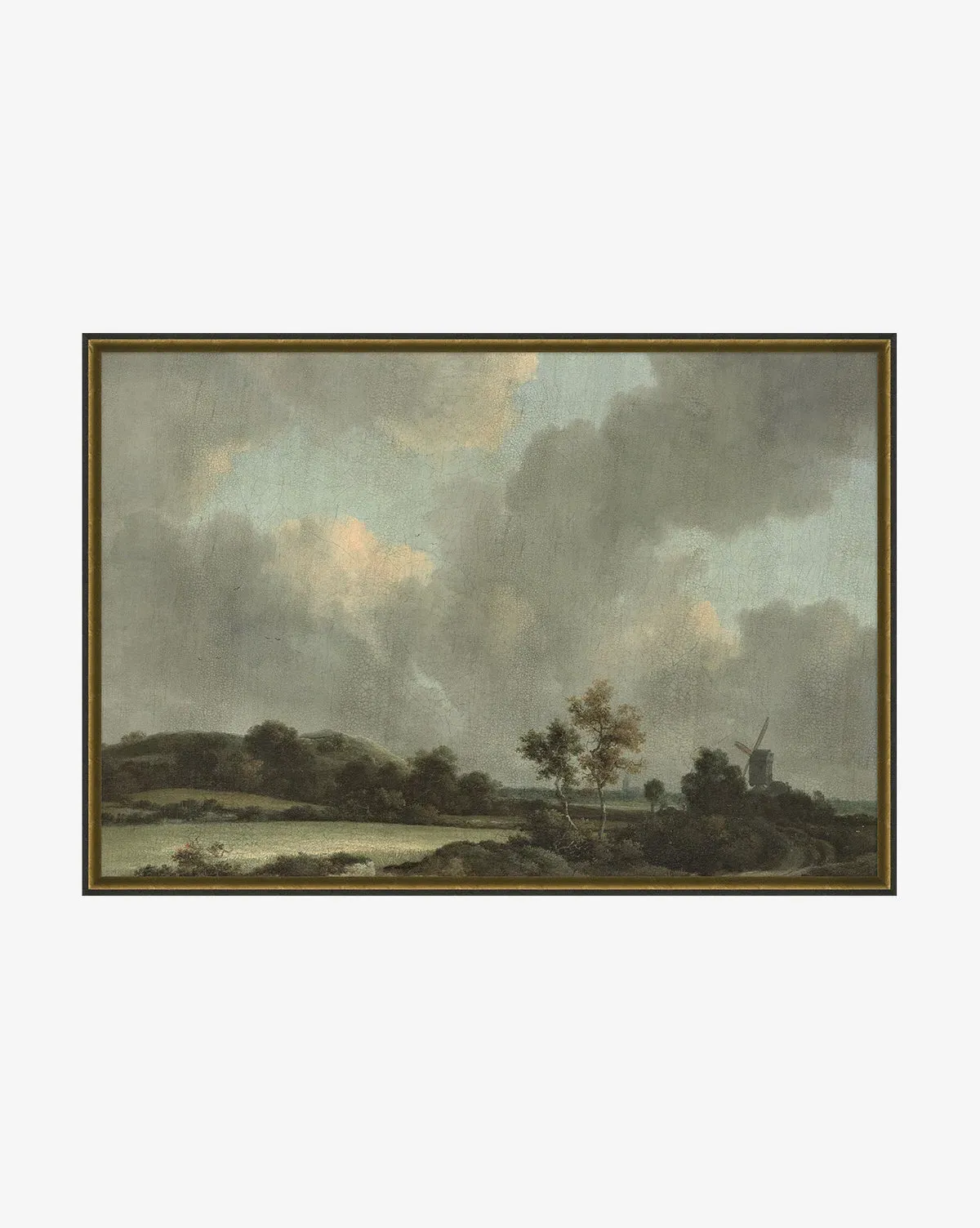 Clouds Above a Field Canvas Giclee Print with Crackle Finish product