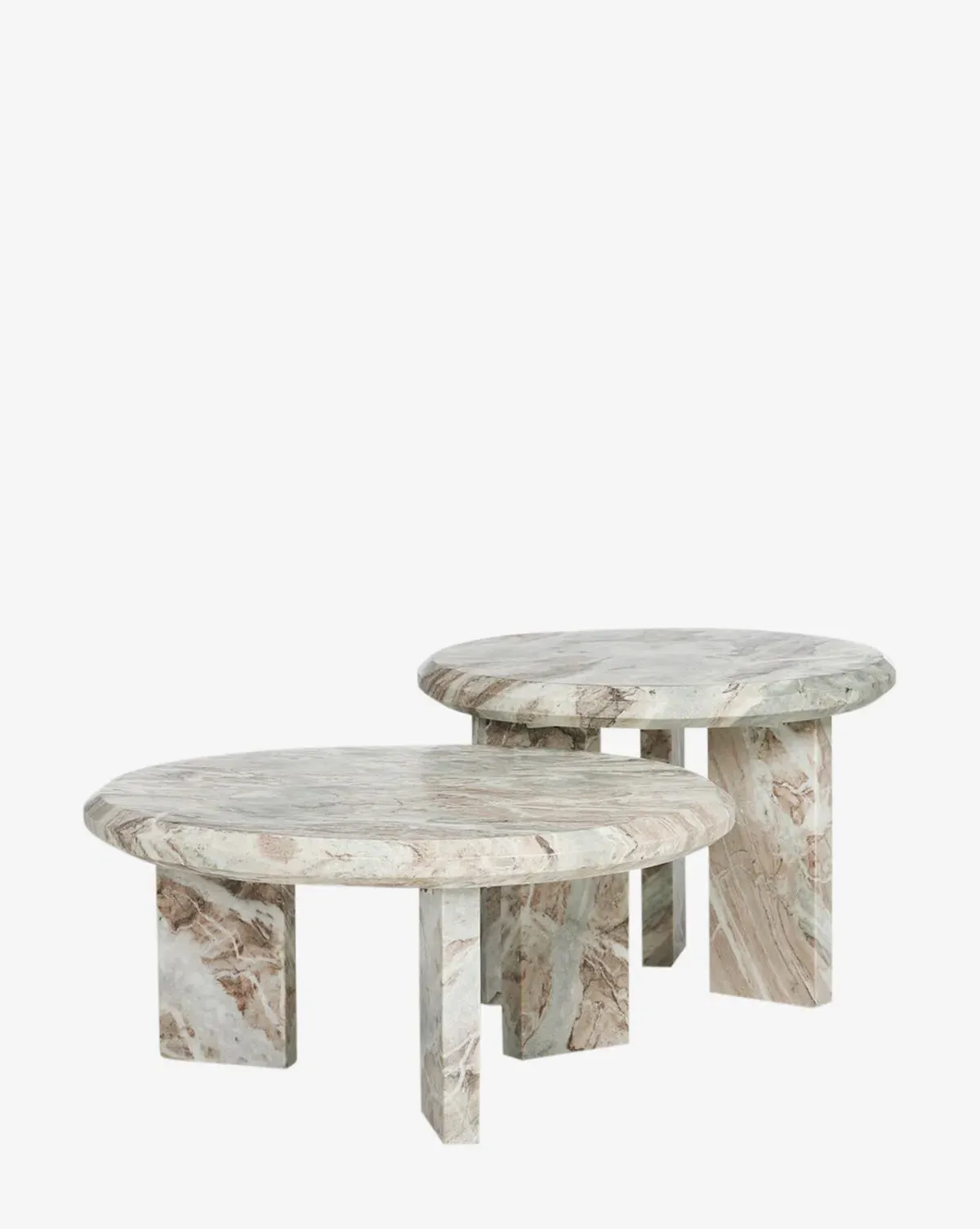 Corwin Round Nesting Tables Set of 2 - Taupe, Marble product