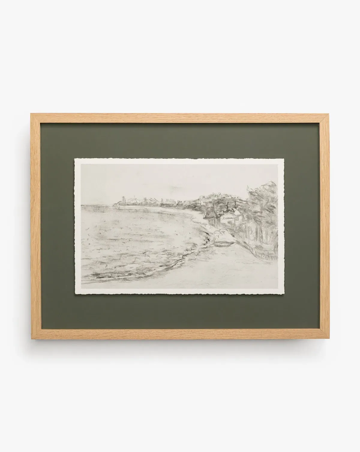 Cove in Charcoal Small Framed Artwork - Charcoal, Oak product