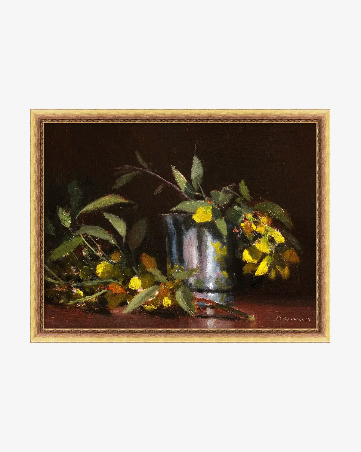 Cytise Blossoms Framed Canvas Print - Gold product