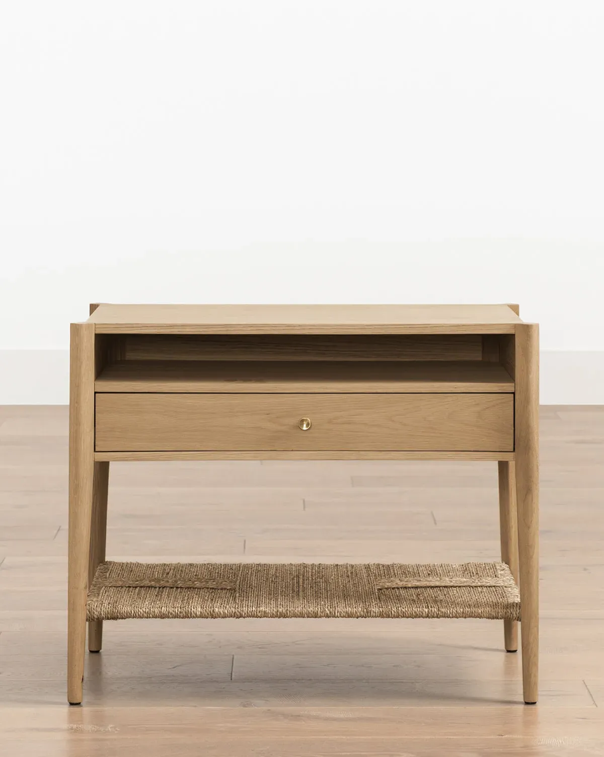 Dana Nightstand with Storage - White Oak, Seagrass product