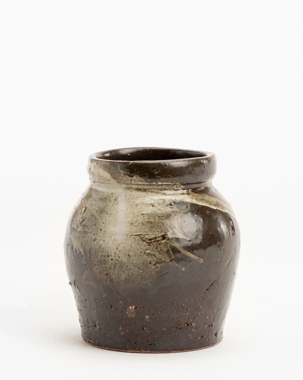 Dark Glazed Ceramic Vase - Wide Mouth product