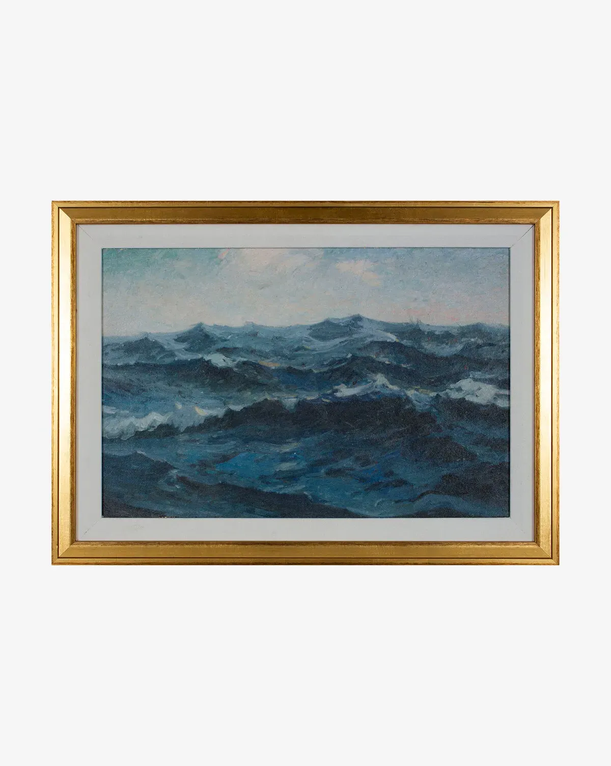 Deep Blue Waves Framed Canvas Artwork - Gold product