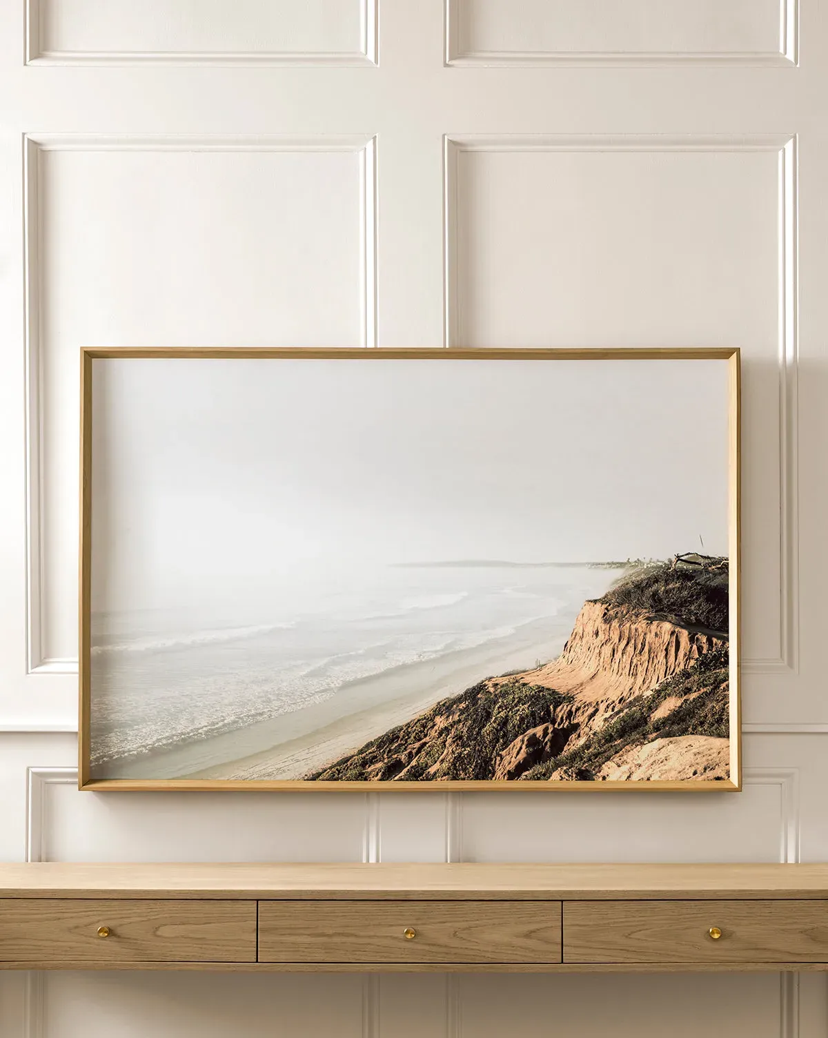 Distant Coastline Framed Wall Art - Natural Wood product