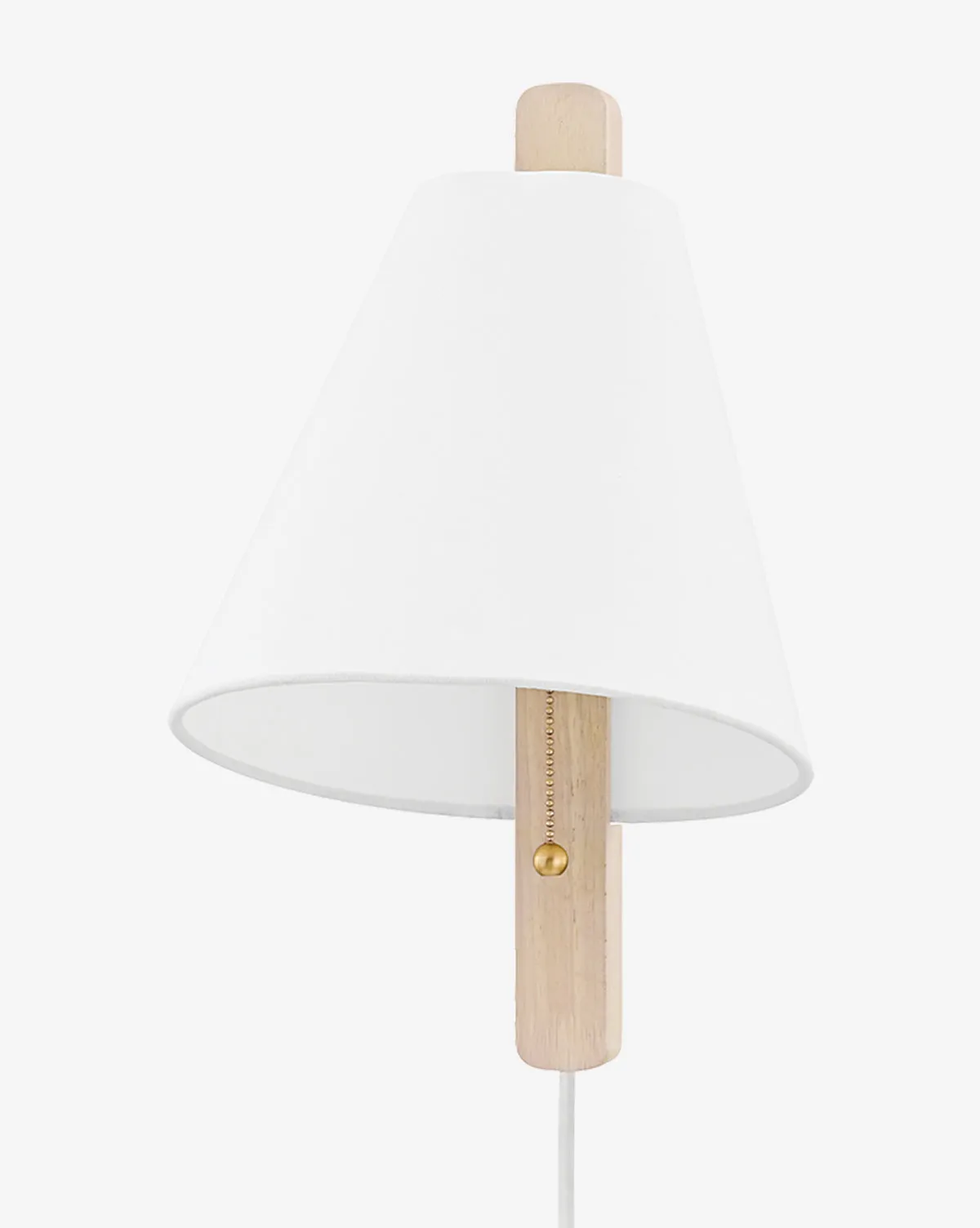 Ellen Plug-In Wall Sconce with Pull Chain - Whitewash Wood, Aged Brass product