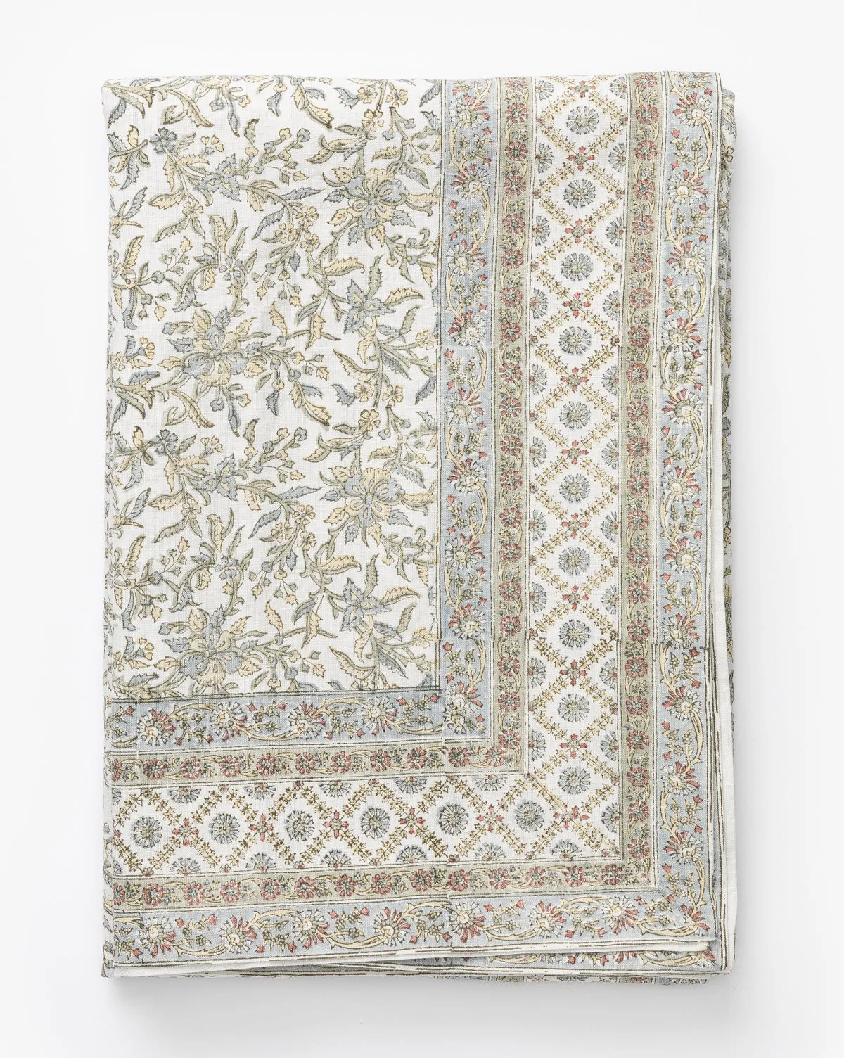 Estelle Block Print Tablecloth - Blue, Linen-Cotton product