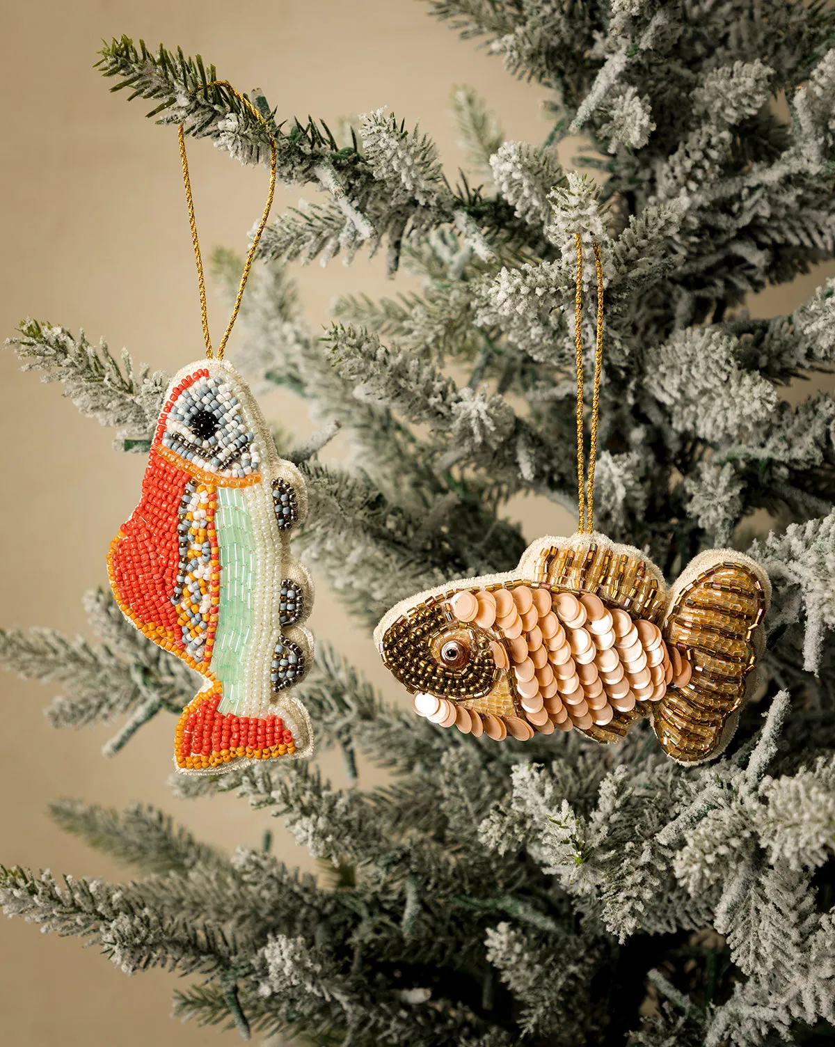 Fabric Sequin Fish Ornaments Set of 2 product