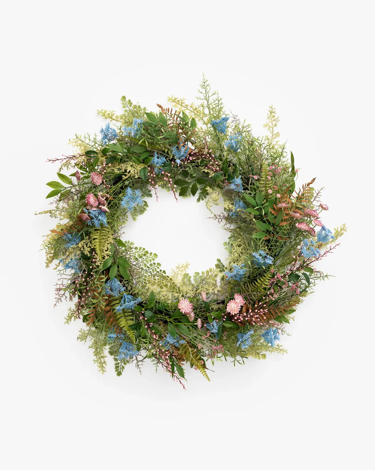 Faux Herbiflora Wreath - Green & Pink product