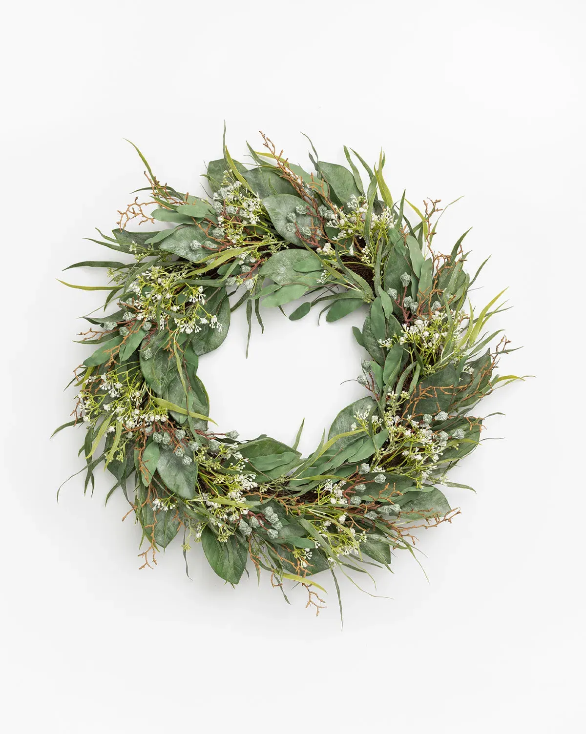 Faux Wild Grass & Eucalyptus Wreath - Green product