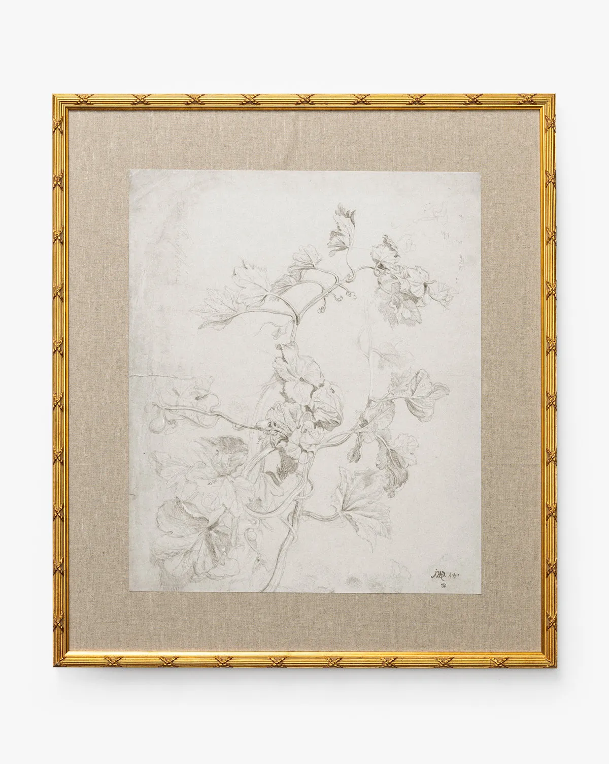 Feathery Floral Giclée Print - Gold, Linen product
