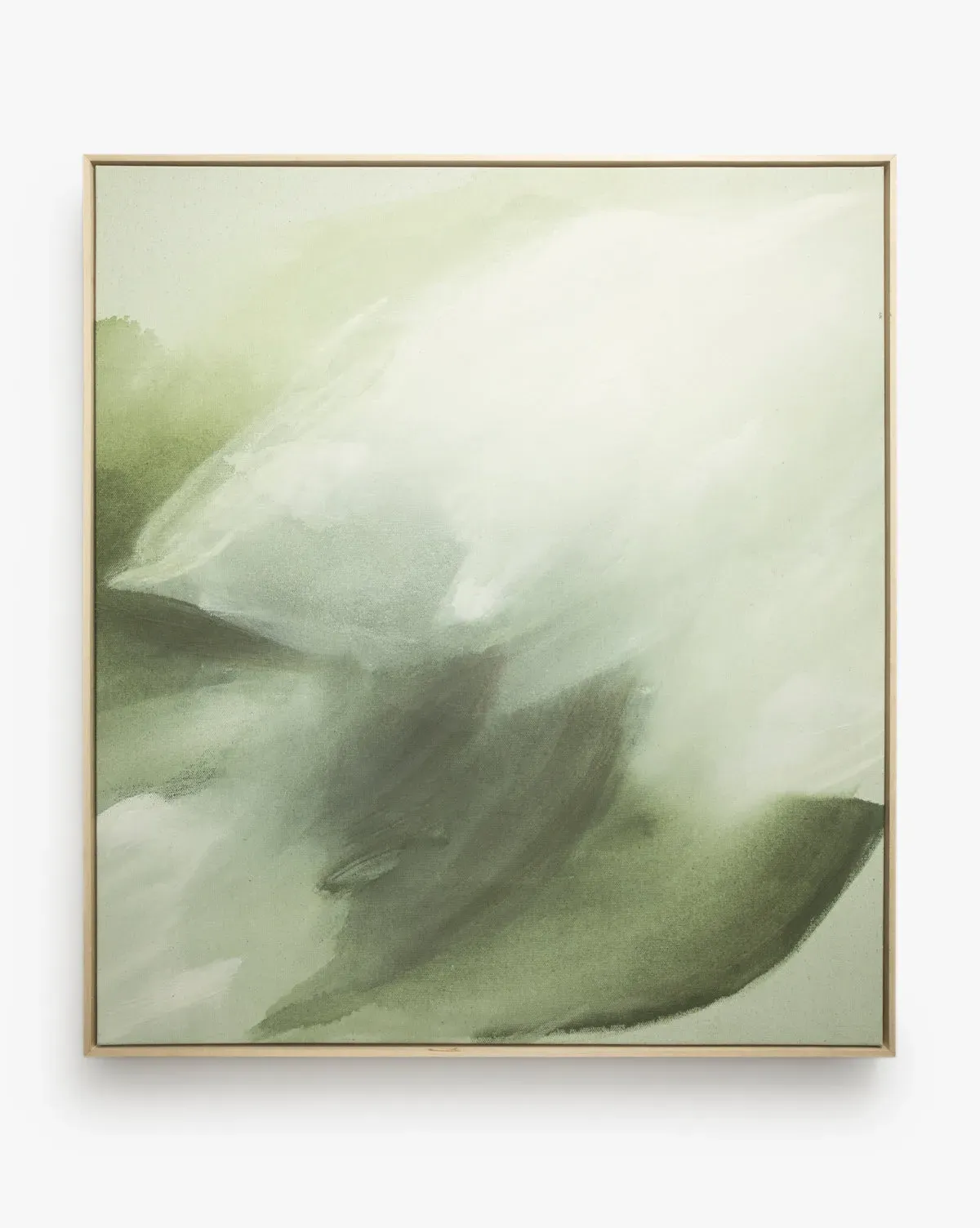 Fields of Green Framed Giclee Canvas Print - Natural Wood product