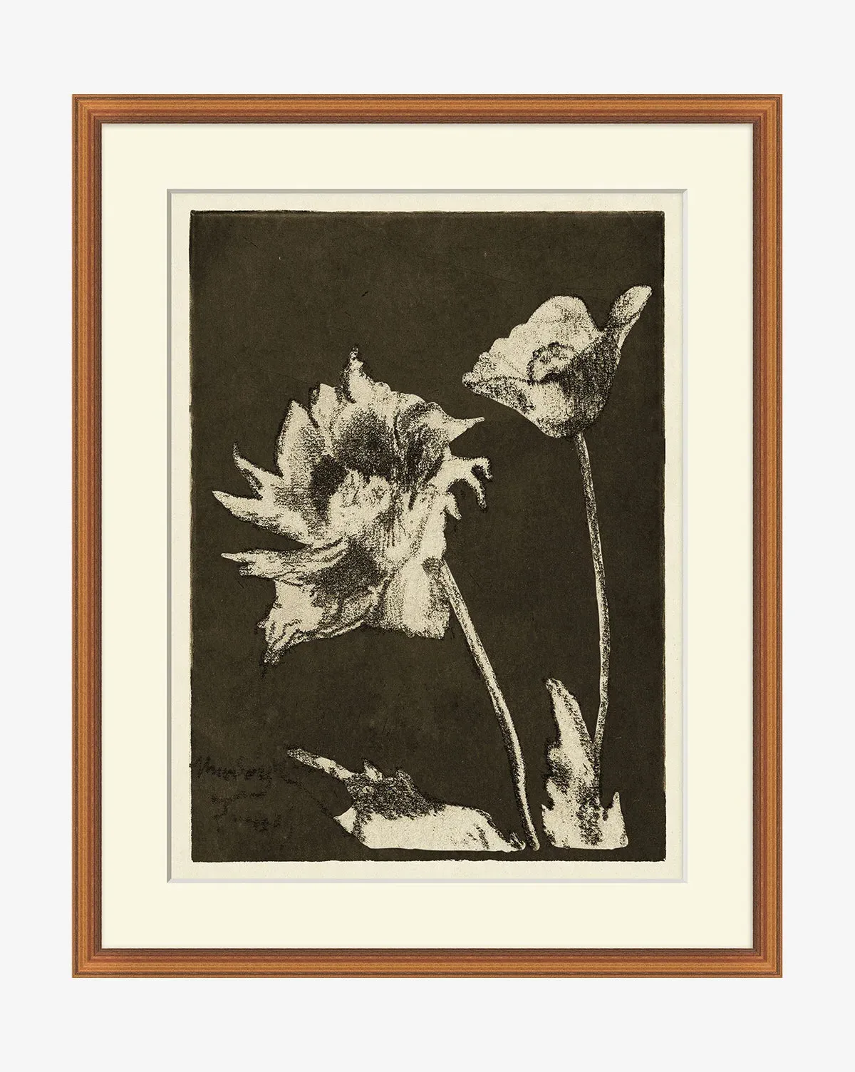 Floral Etching Framed Wall Art - Black, Gold product