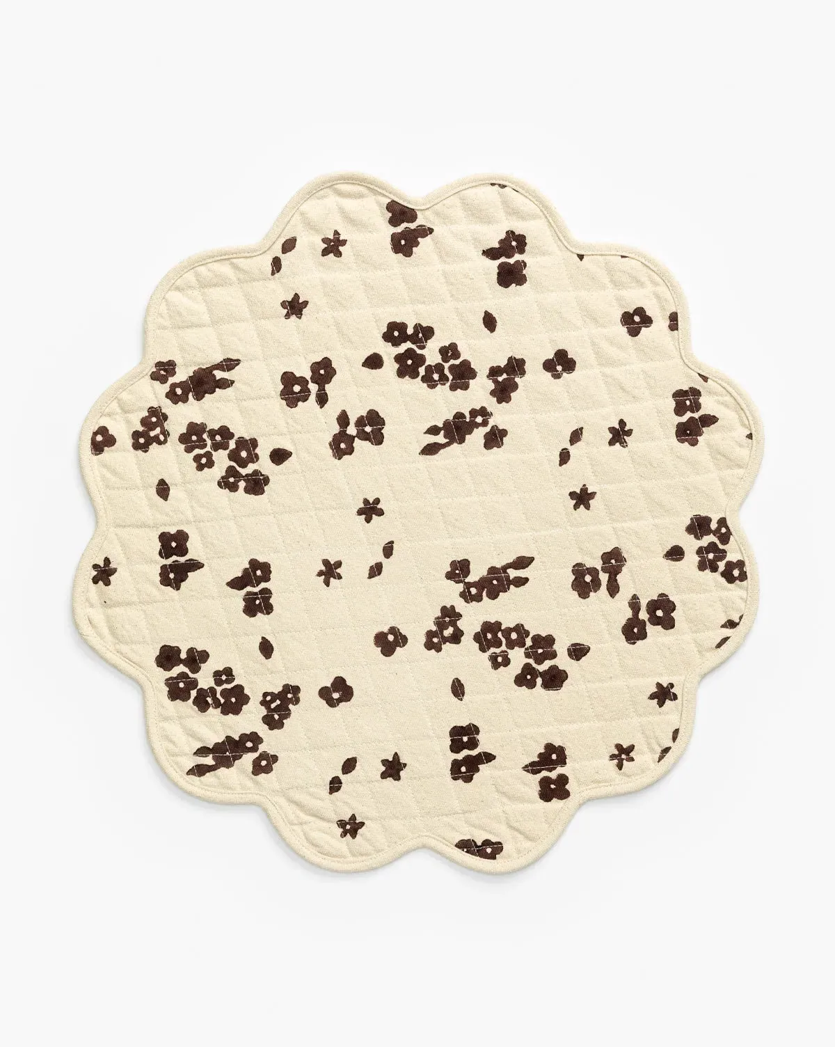 Floral Quilted Round Placemat - Brown, Cotton product