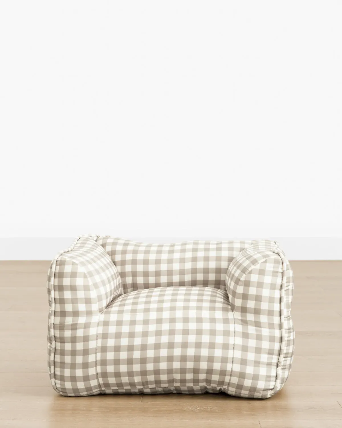 Gingham Small Kids Chair - Olive Brown & White, Polyester product