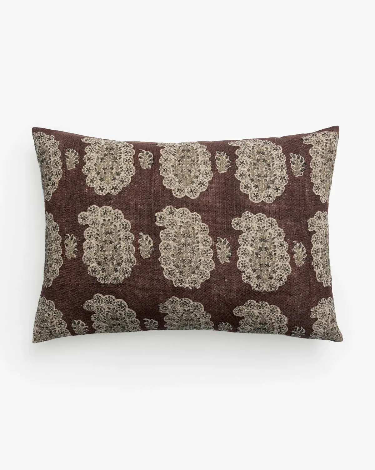 Ginny Block Print Linen Pillow Cover - Brown product
