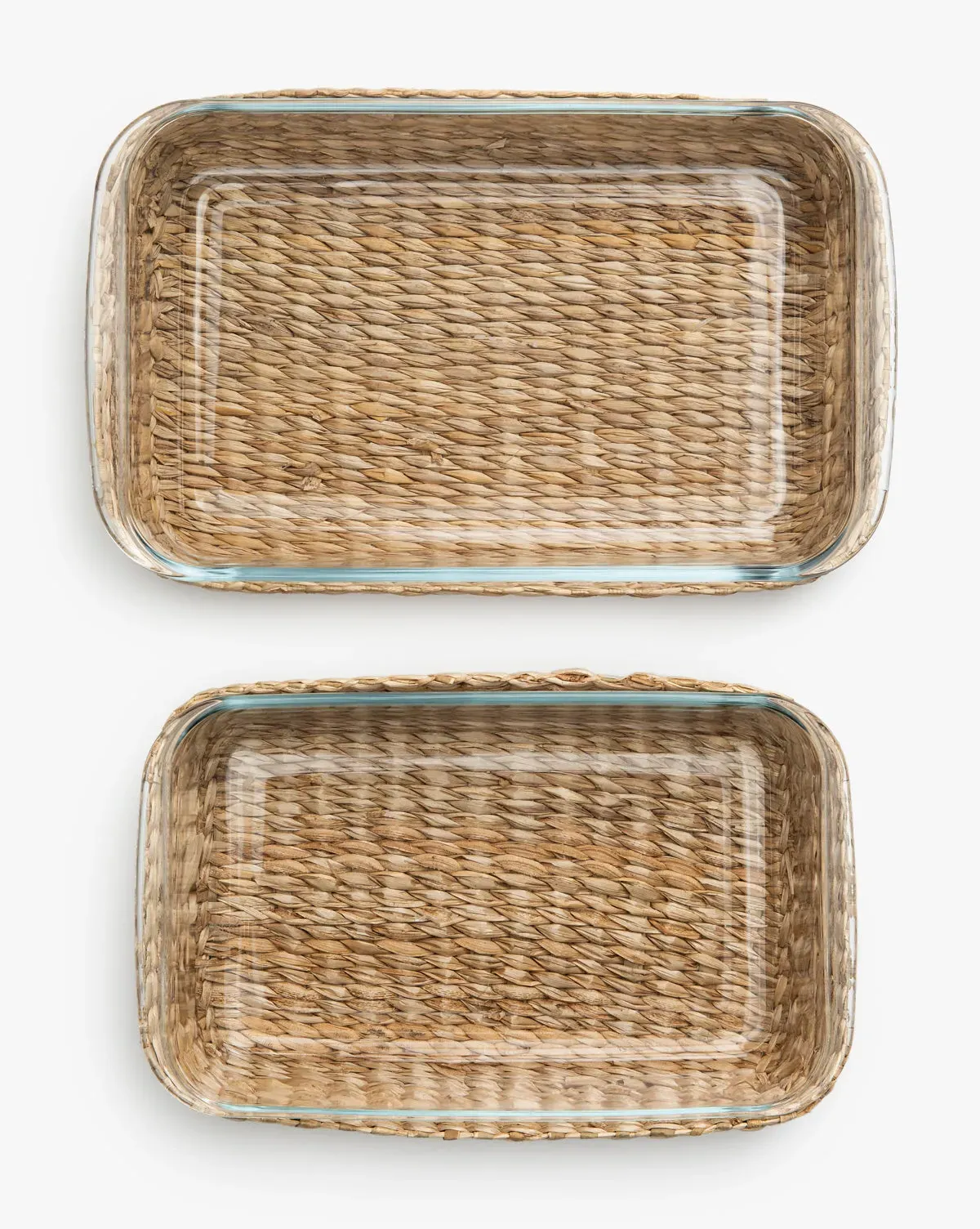 Glass Baking Dishes with Hand-Woven Lattice Rattan Sleeves, Set of 2 product