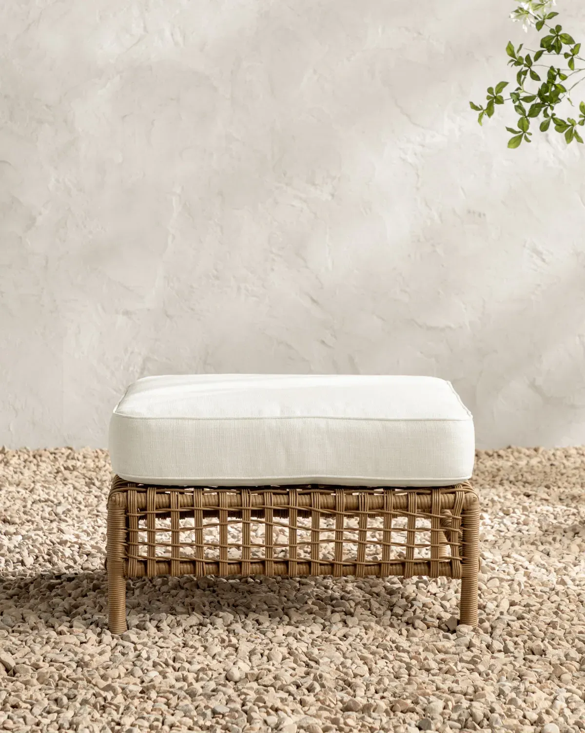 Glenwood Outdoor Ottoman - White, Wicker product