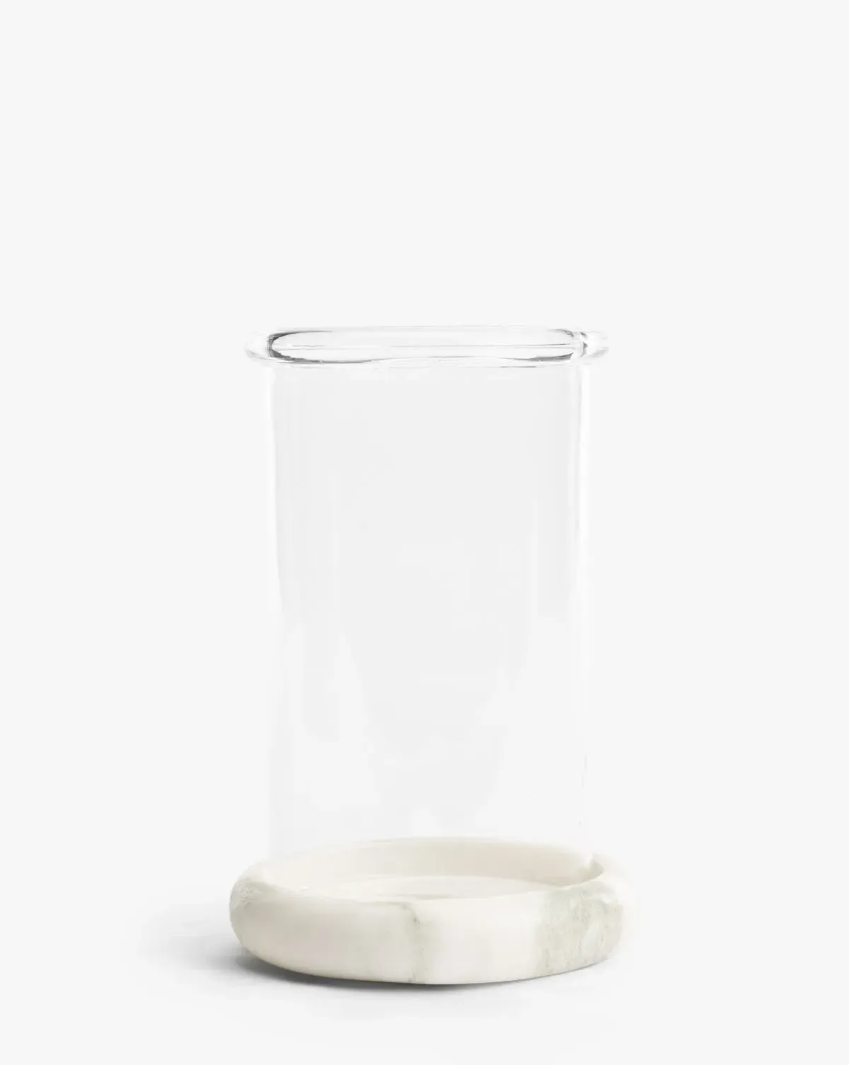 Greta Small Hurricane Candle Holder - Recycled Glass, Marble product