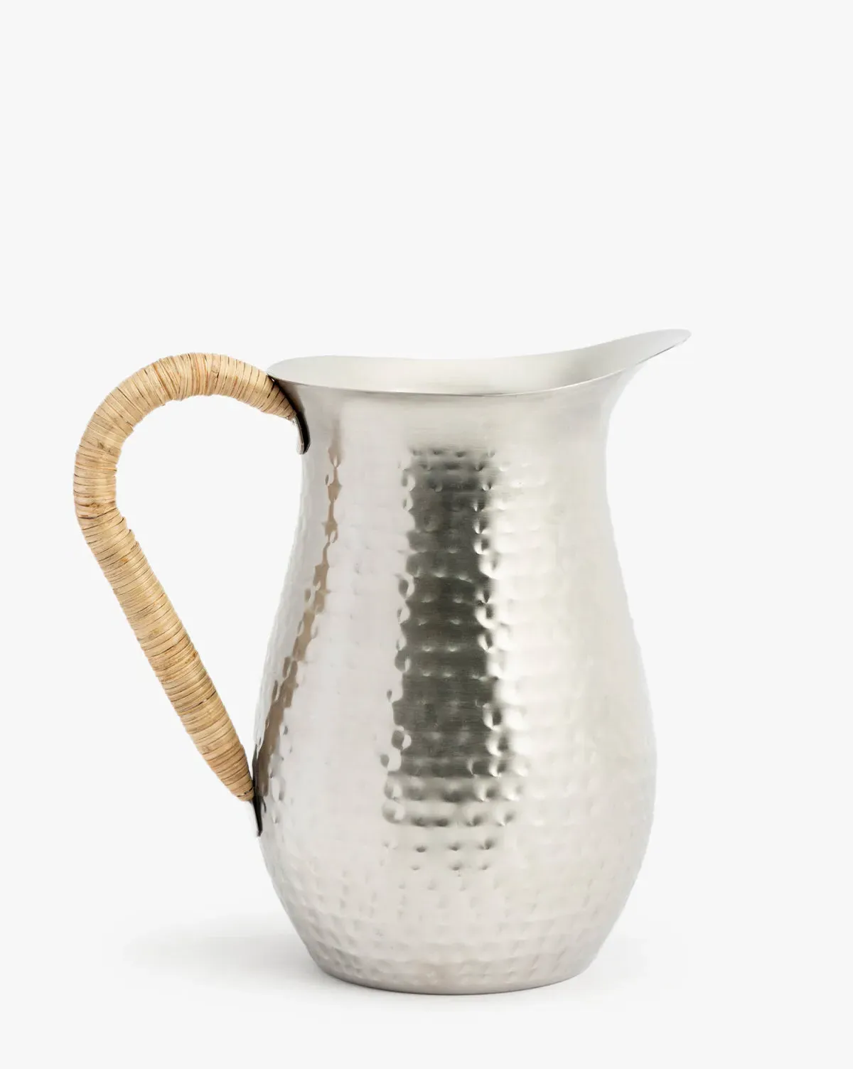 Hammered Pitcher with Rattan Handle - Stainless Steel product