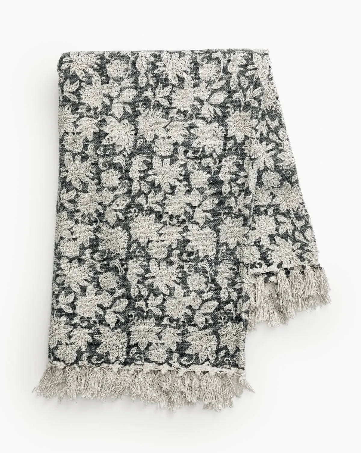 Handloomed Block Print Throw - Gray product