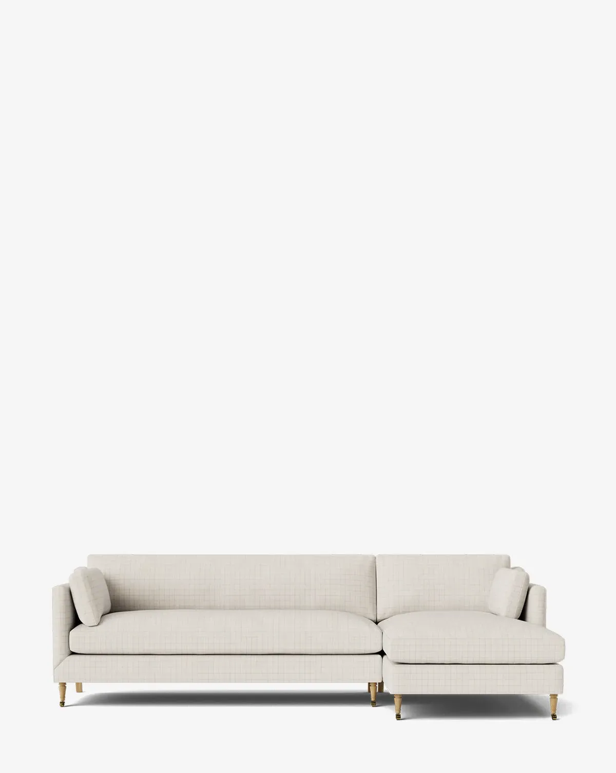 Haverford Left Chaise Sectional - Ivory Windowpane, Woven product