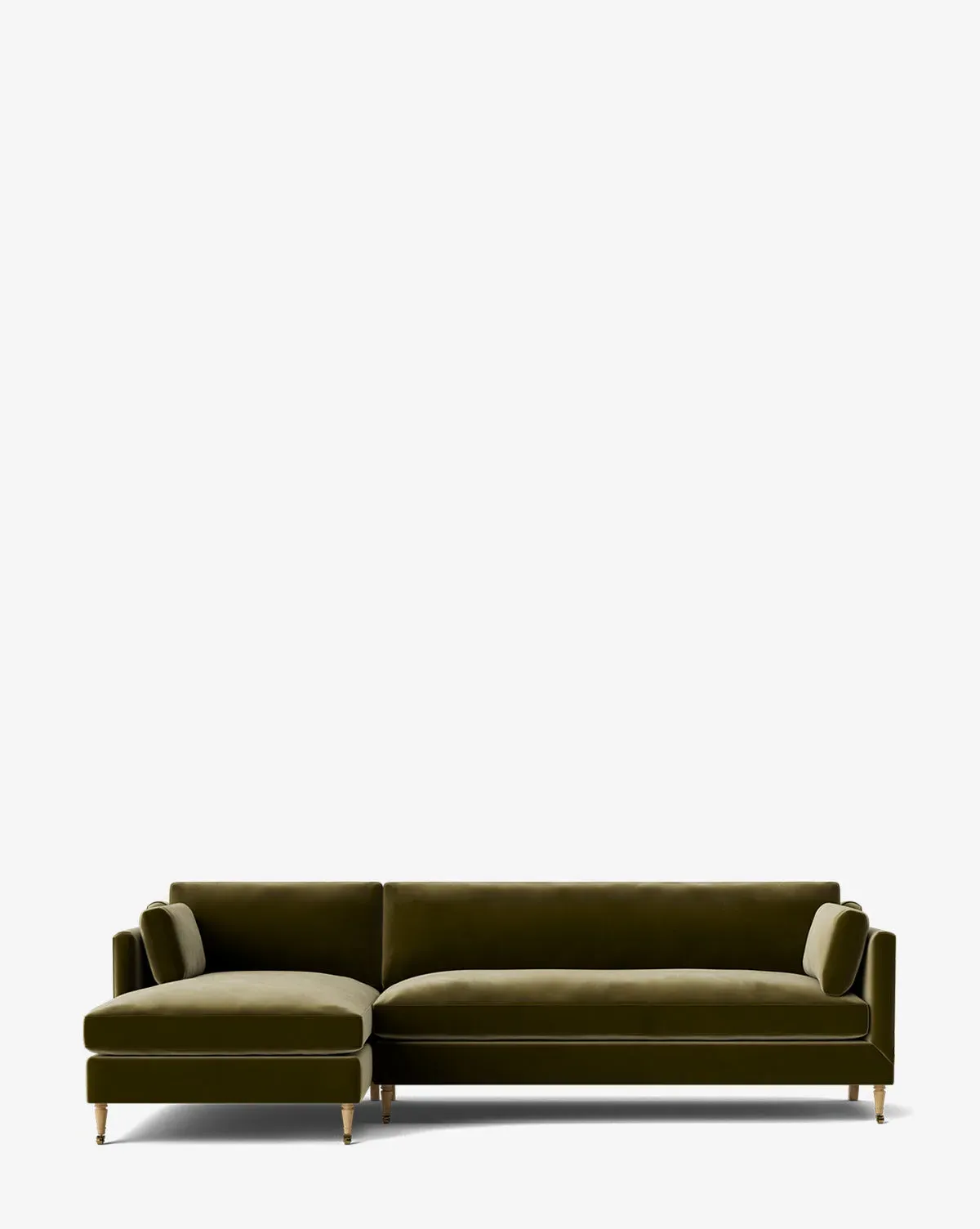 Haverford Right Chaise Sectional - Olive Velvet, Washed Oak product