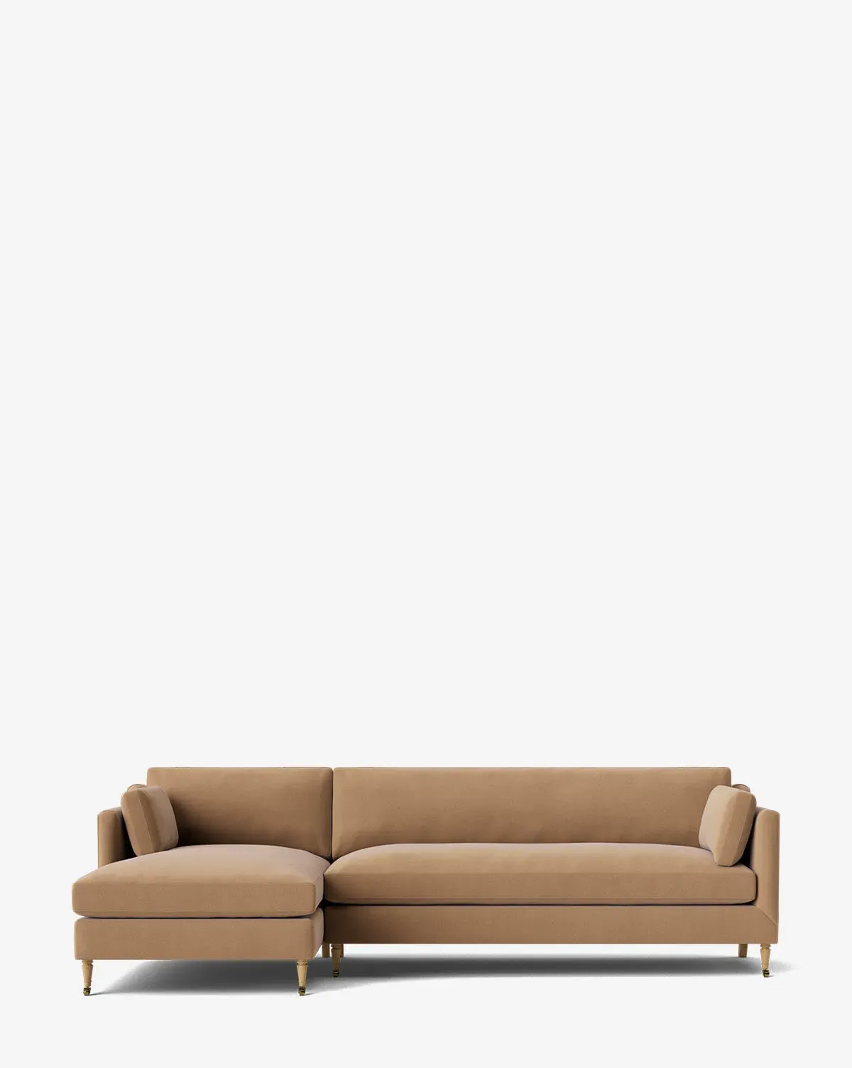 Haverford Right Chaise Sectional - Toffee Velvet, Washed Oak product