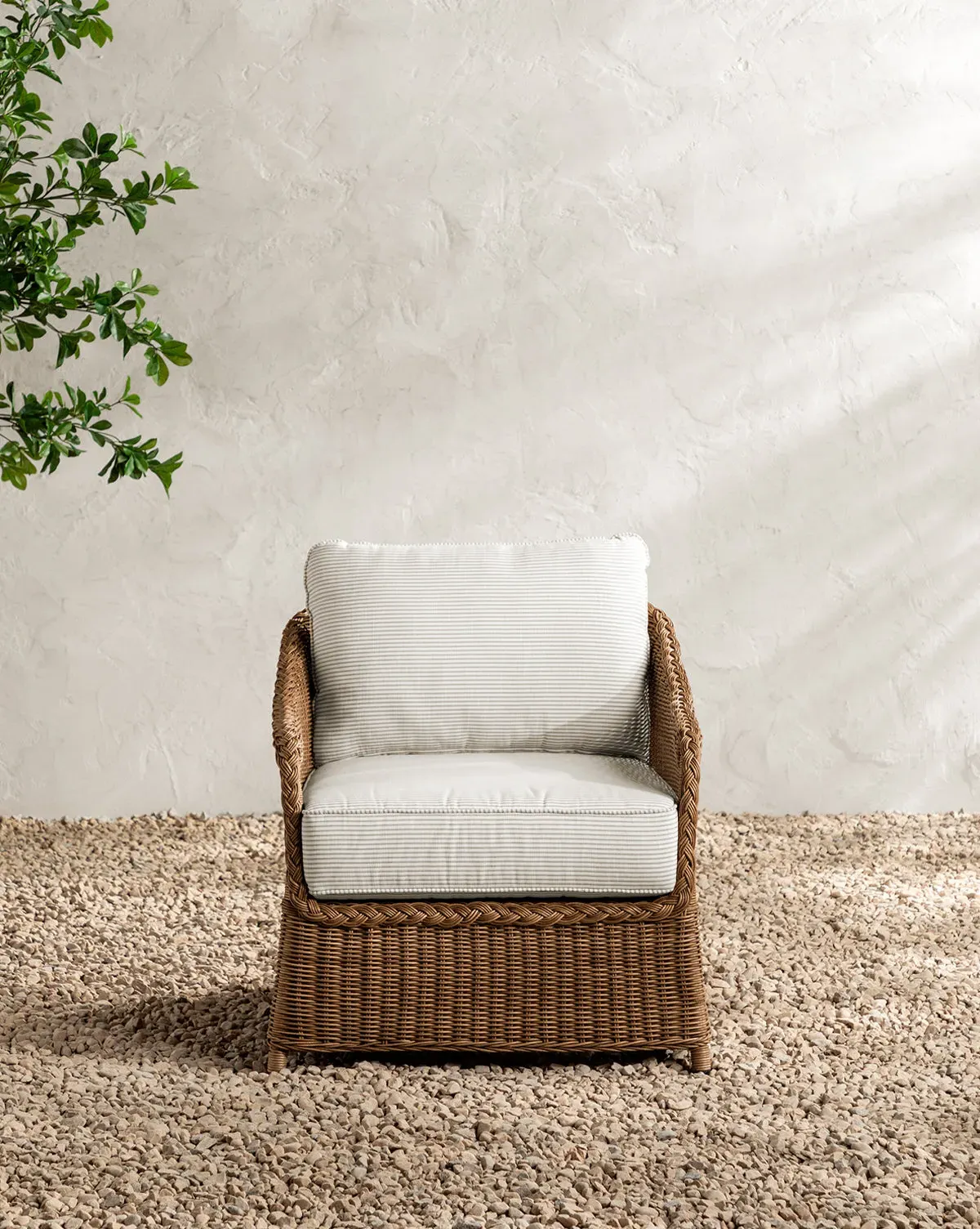 Haviland Outdoor Lounge Chair - Taupe Stripe, Wicker product