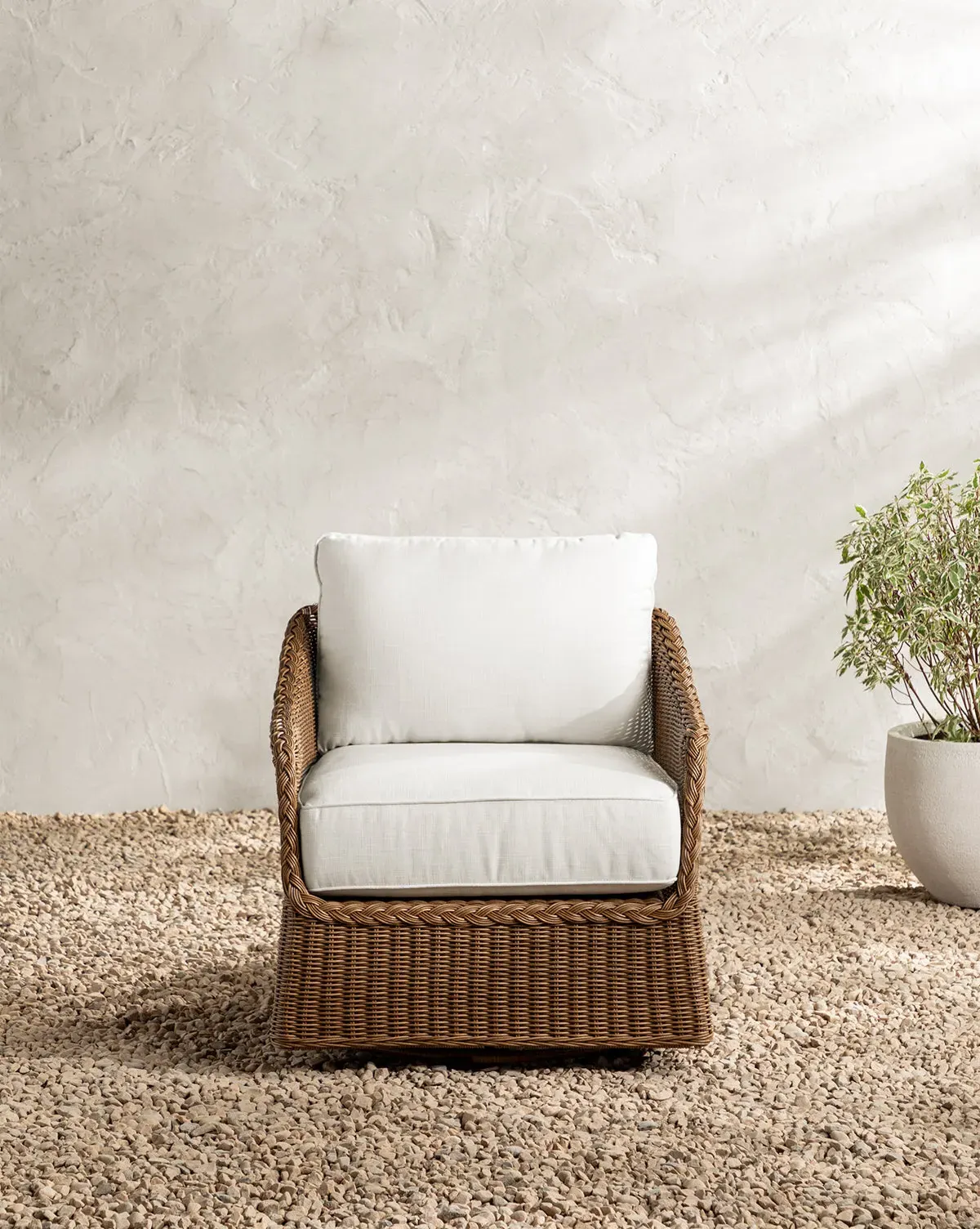 Haviland Swivel Lounge Chair - White, Wicker product