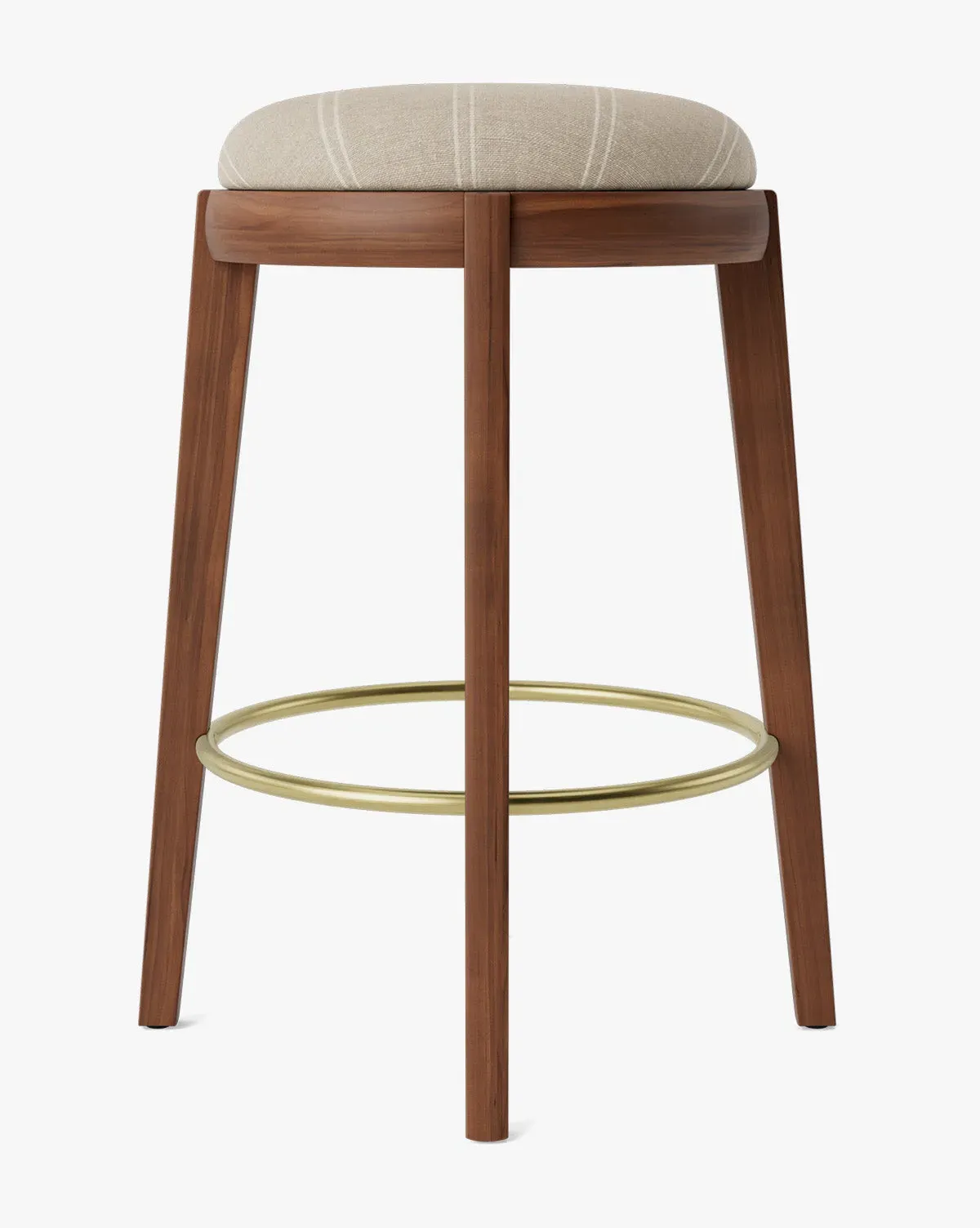 Hayes Counter Stool - Oatmeal & Ivory Stripe Linen, English Oak product