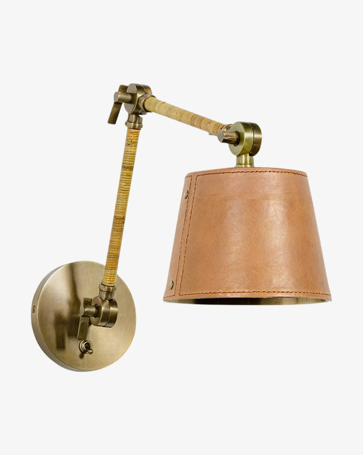 Hendrick Articulating Wall Sconce - Leather, Rattan product