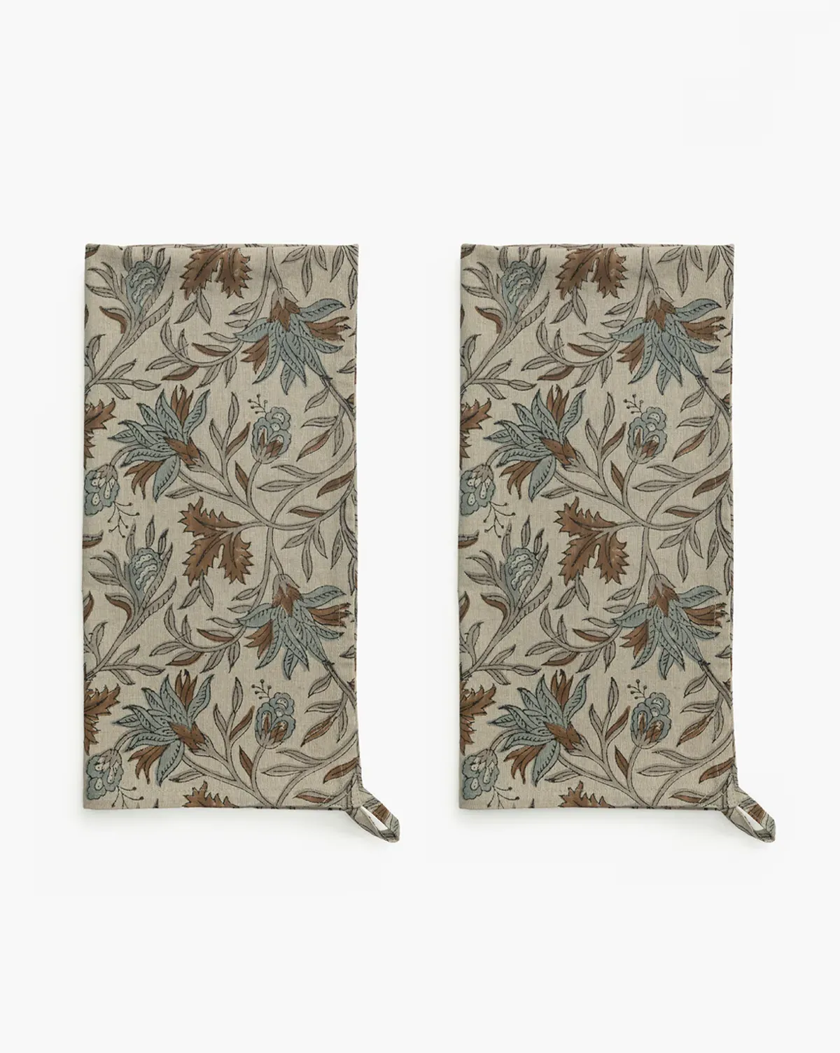 Jennifer Block Print Tea Towels Set of 2 - Brown, Cotton product