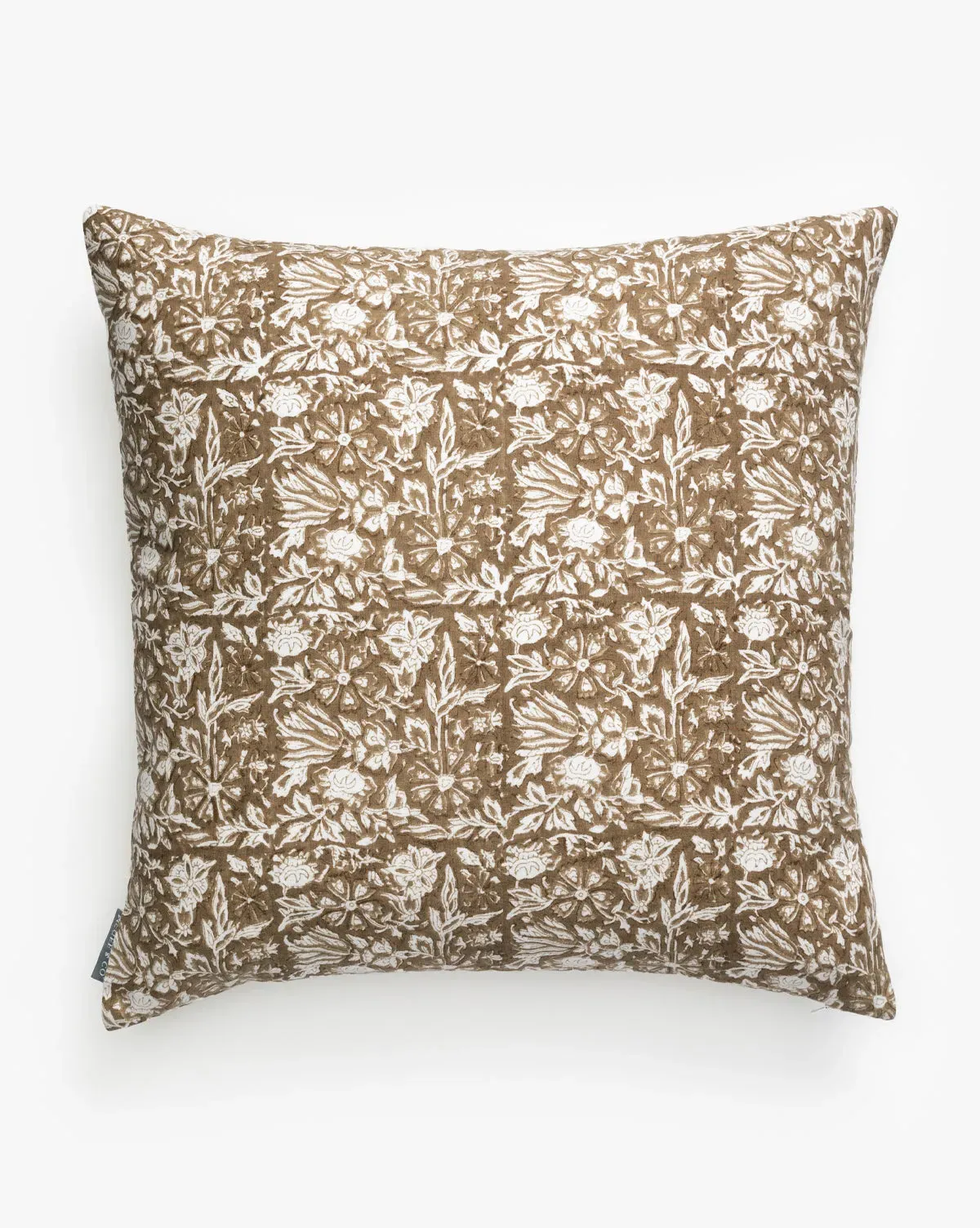 Jentry Block Print Pillow Cover - Brown, Linen product