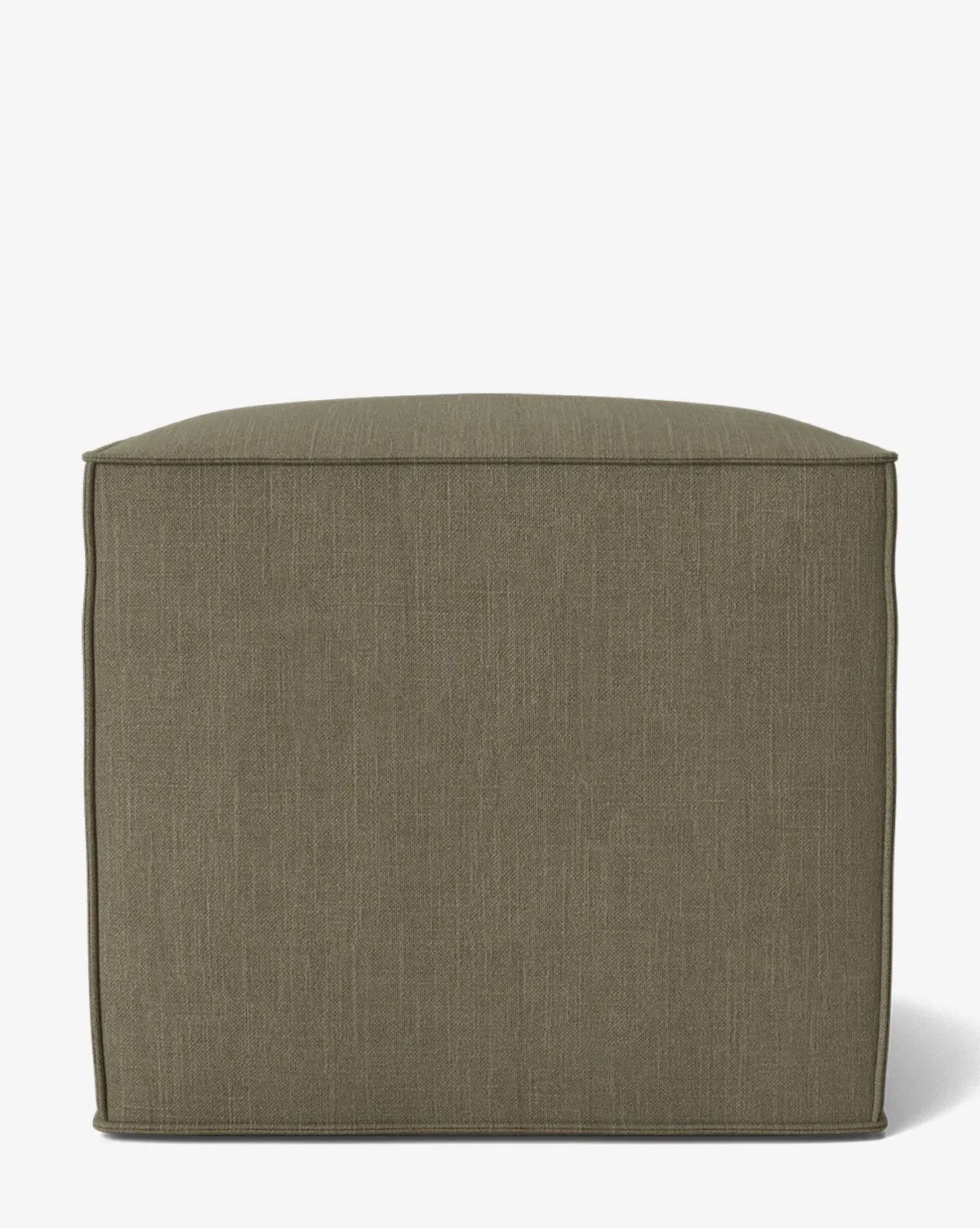 Johannes Cube Ottoman - Khaki, Belgian Linen product