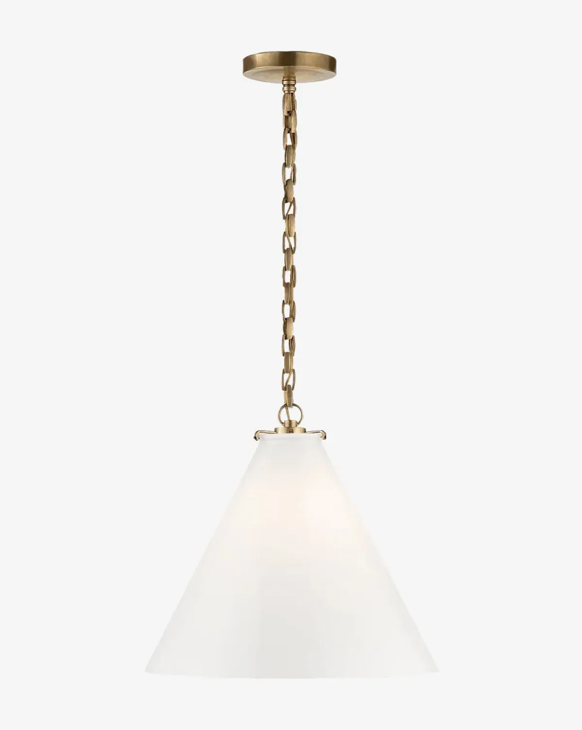 Katie Conical Pendant Light - Antique Brass, White Glass product