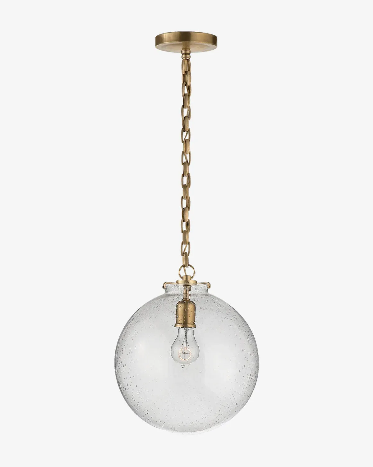 Katie Globe Pendant Light - Antique Brass, Seeded Glass product