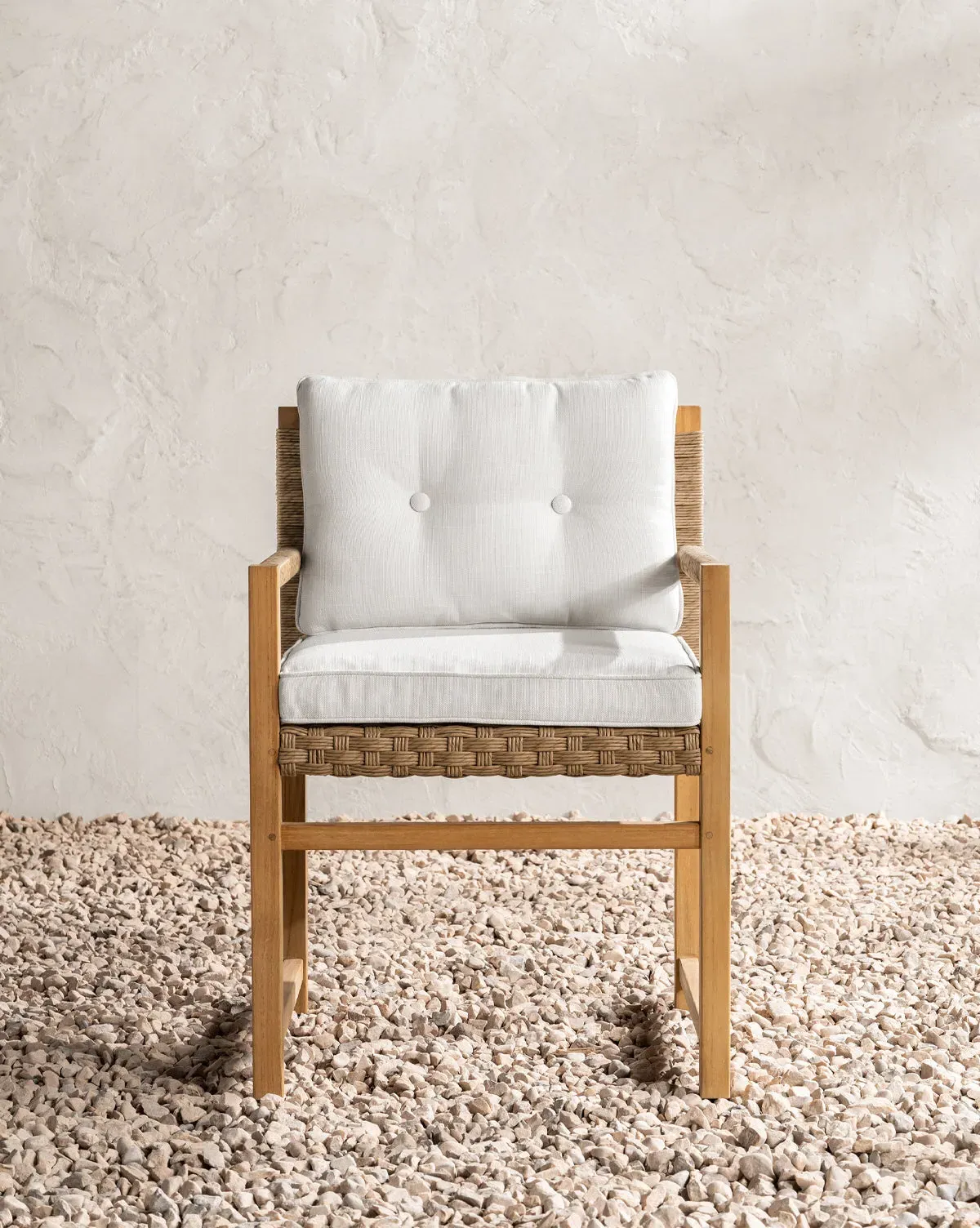 Lindon Outdoor Dining Chair - White, Teak product
