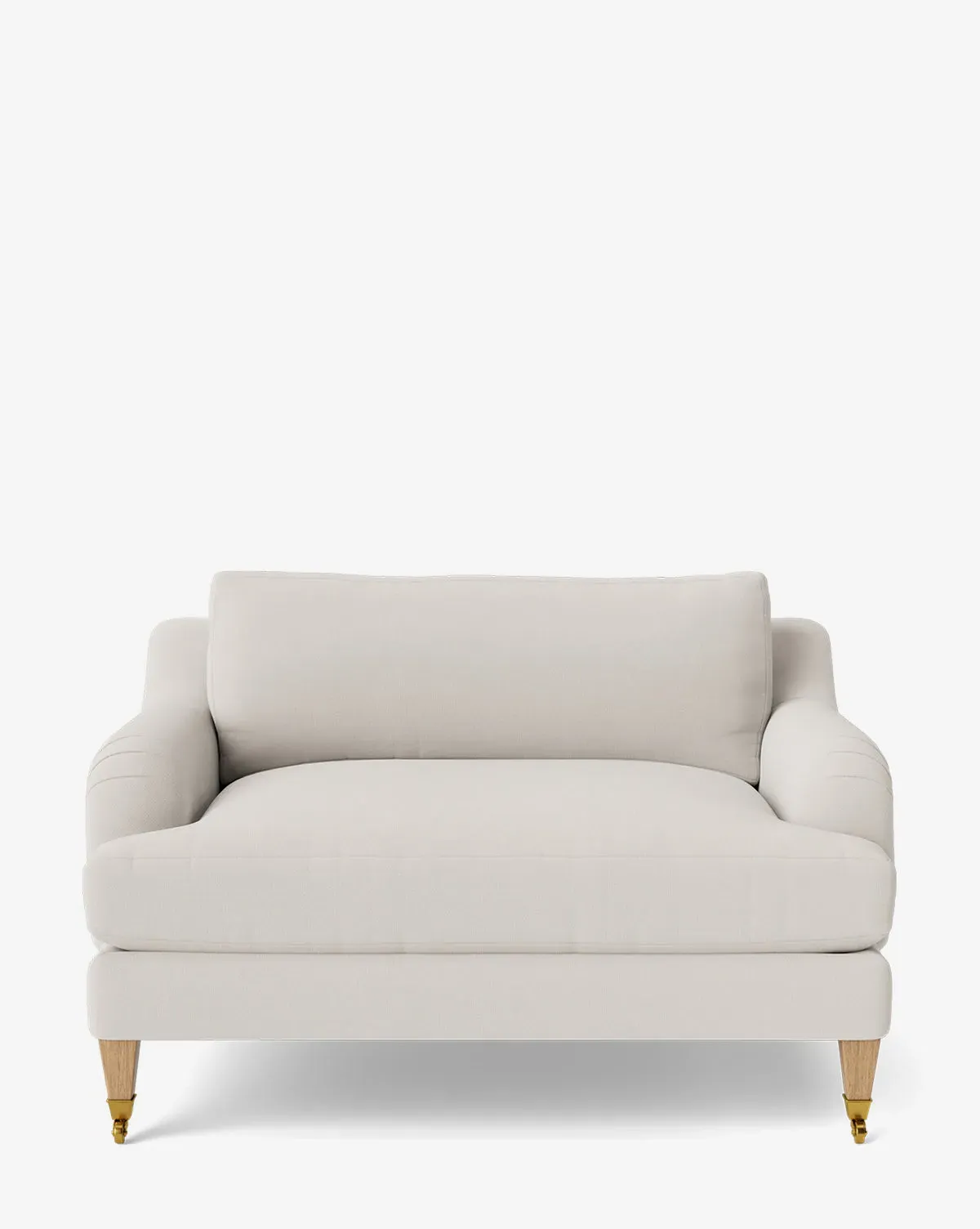 Lucille English Roll Arm Chair and a Half - Blanc, Natural Oak product