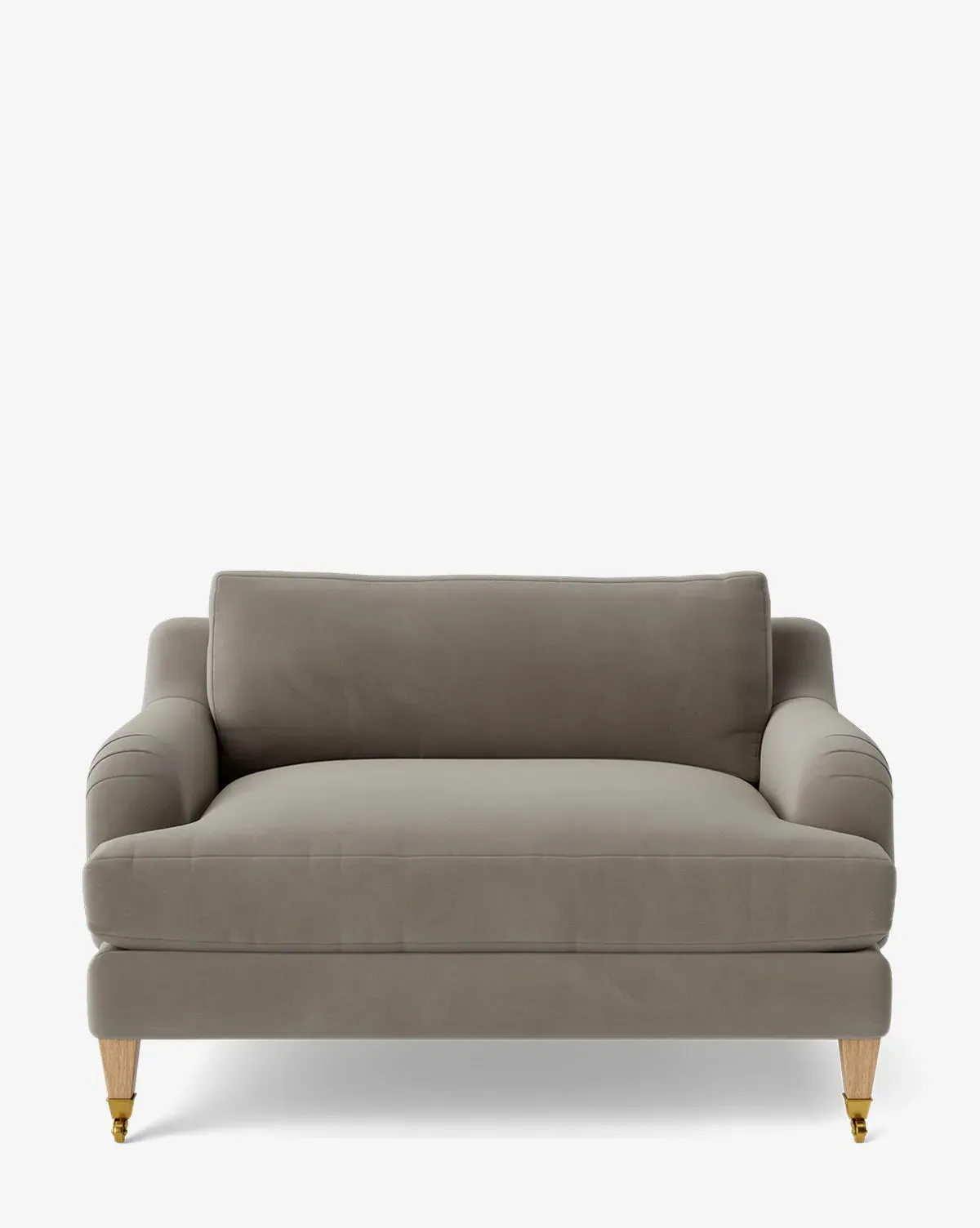 Lucille English Roll Arm Chair and a Half - Dovetail Velvet, Natural Oak product