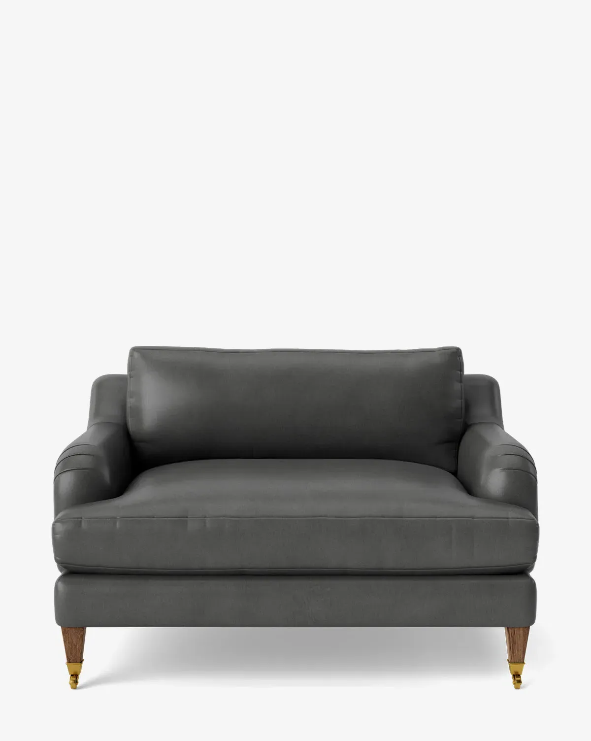 Lucille English Roll Arm Chair and a Half - Flint Leather, Natural Oak product