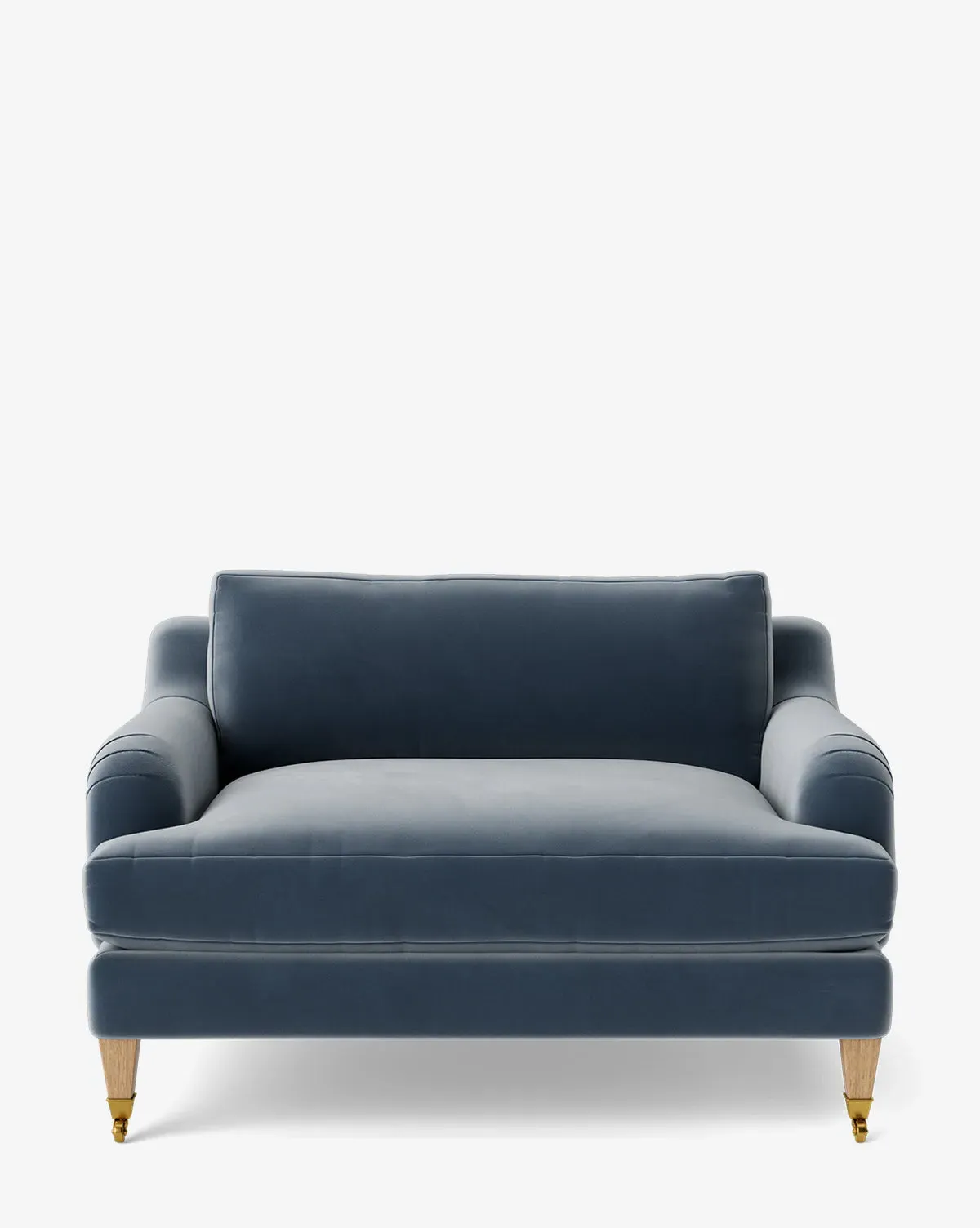 Lucille English Roll Arm Chair and a Half - Harbor Velvet, Natural Oak product