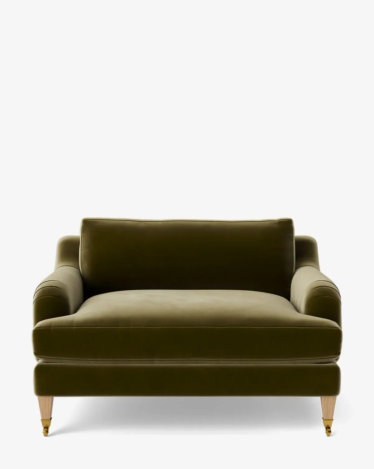 Lucille English Roll Arm Chair and a Half - Olive, Velvet product