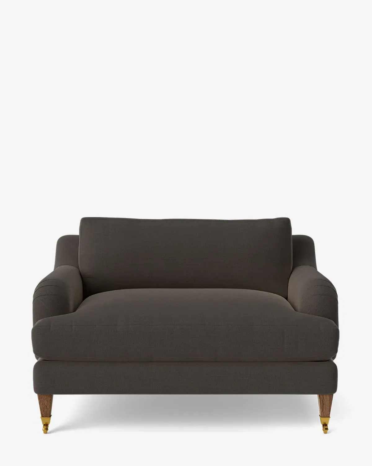Lucille English Roll Arm Chair and a Half - Pewter Linen, Brown Oak product