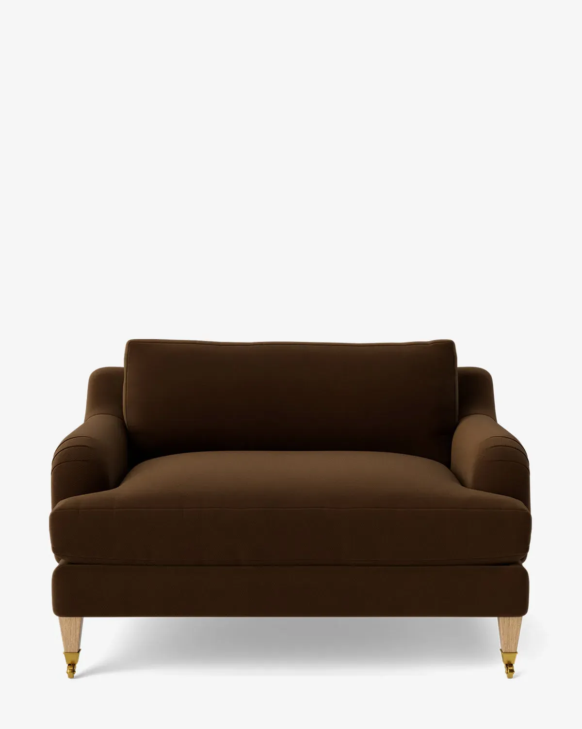Lucille English Roll Arm Chair and a Half - Praline Velvet, Natural Oak product