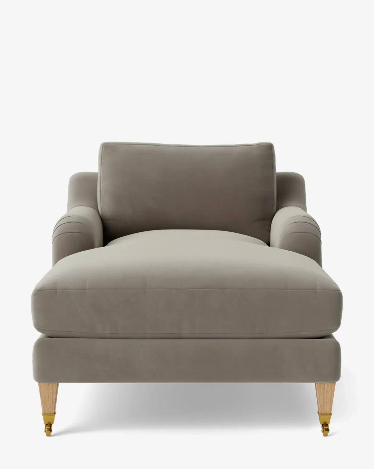 Lucille English Roll Arm Chaise Lounge - Dovetail Velvet, Natural Oak product