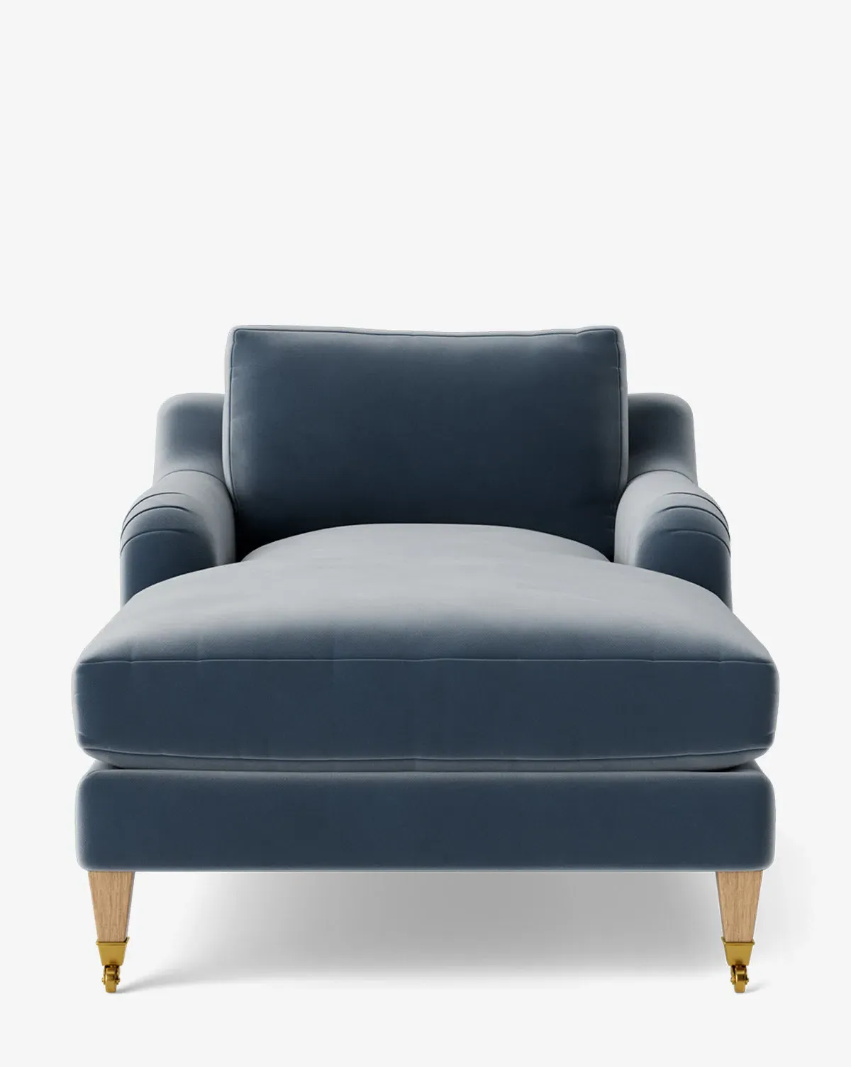 Lucille English Roll Arm Chaise Lounge - Harbor Velvet, Natural Oak product