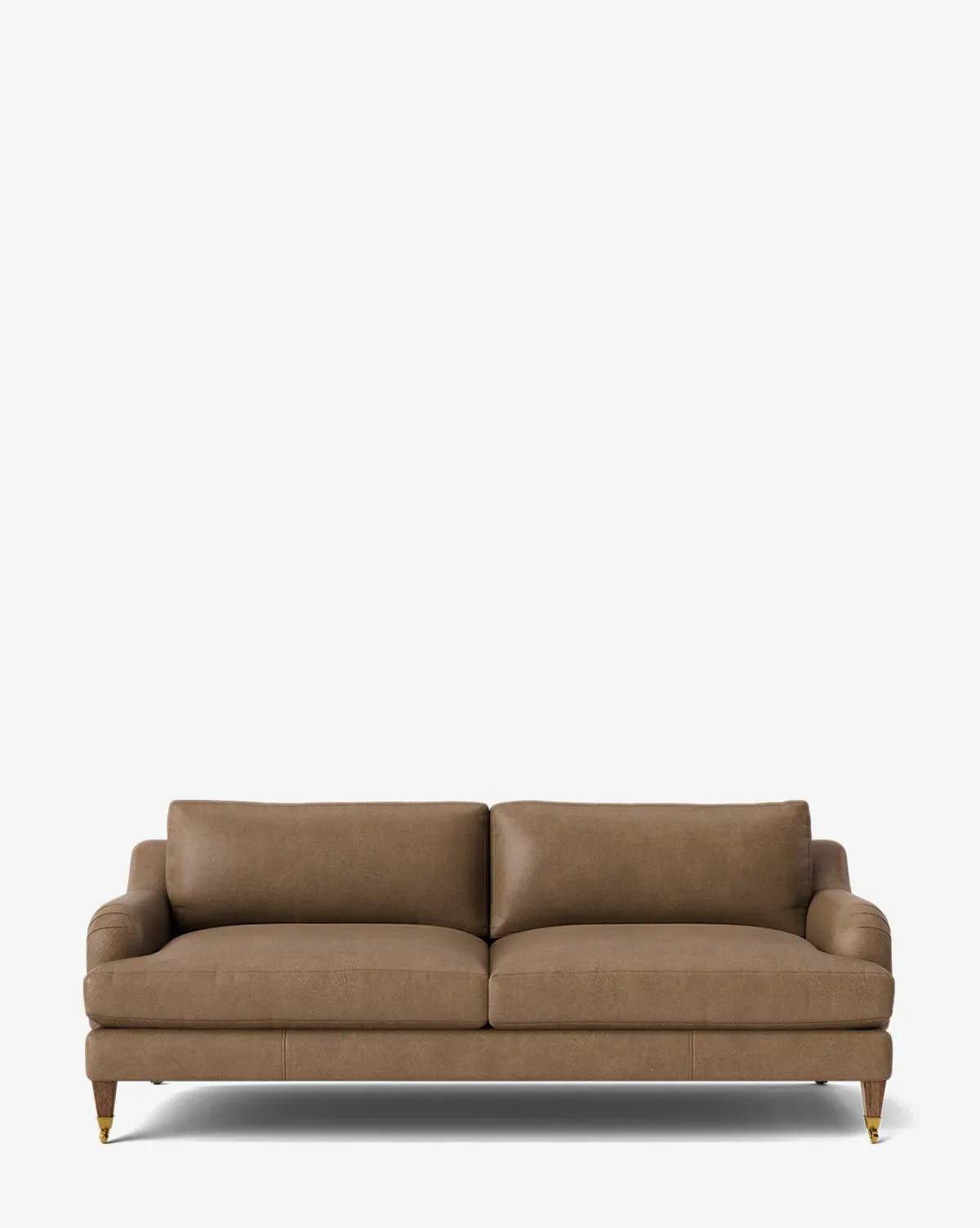 Lucille English Roll Arm Compact Sofa - Driftwood Leather, Brown Oak product
